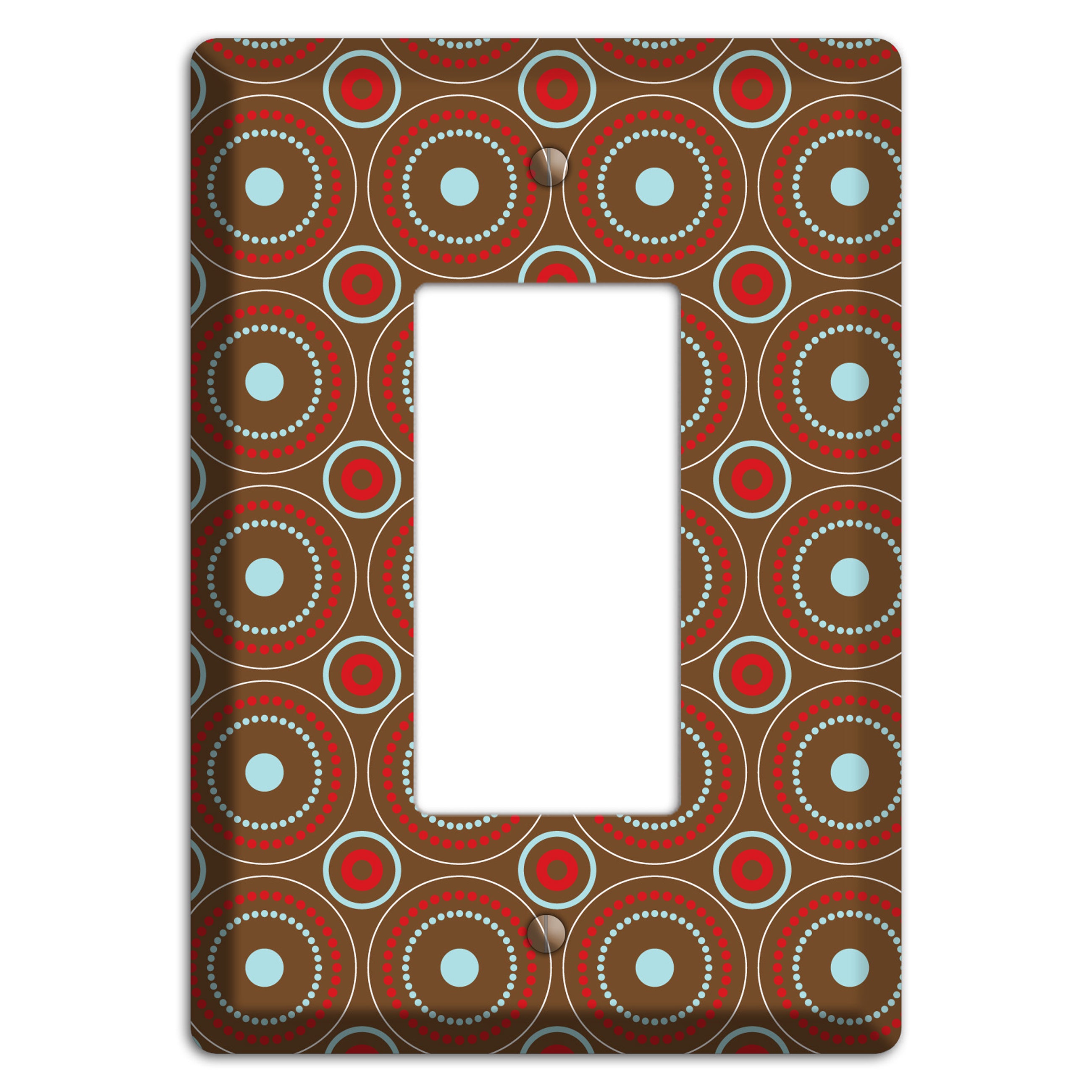 Brown with Red and Dusty Blue Retro Suzani Rocker Wallplate