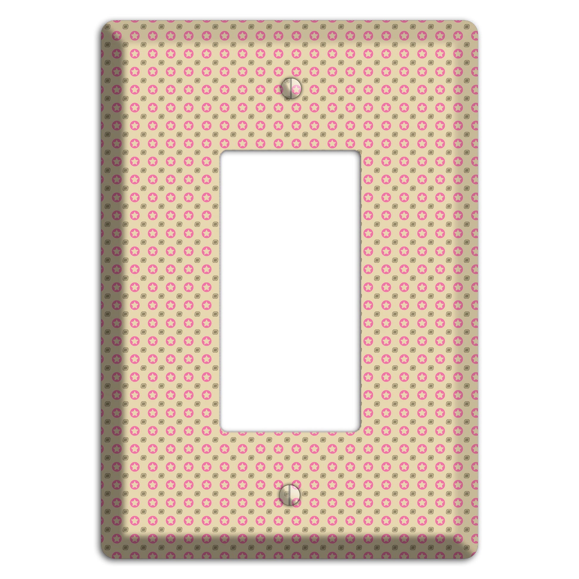 Beige with Pink Stars Rocker Wallplate