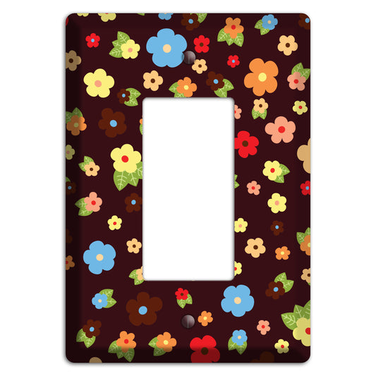 Brown Tiny Delicate Flowers Rocker Wallplate