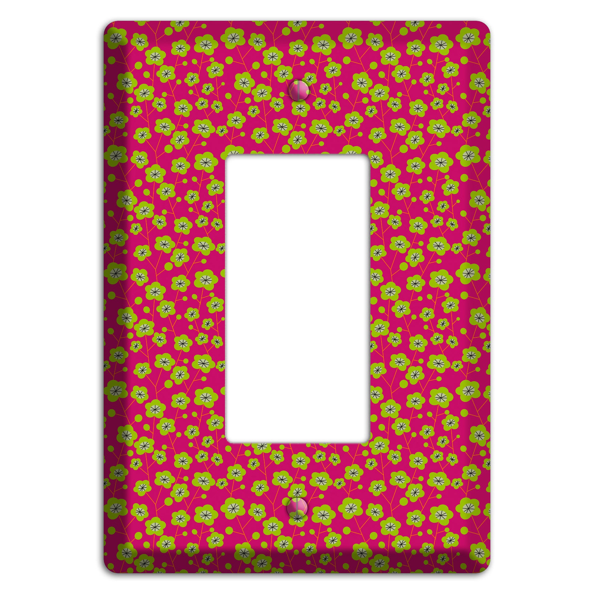 Fuschia and Yellow Calico Rocker Wallplate