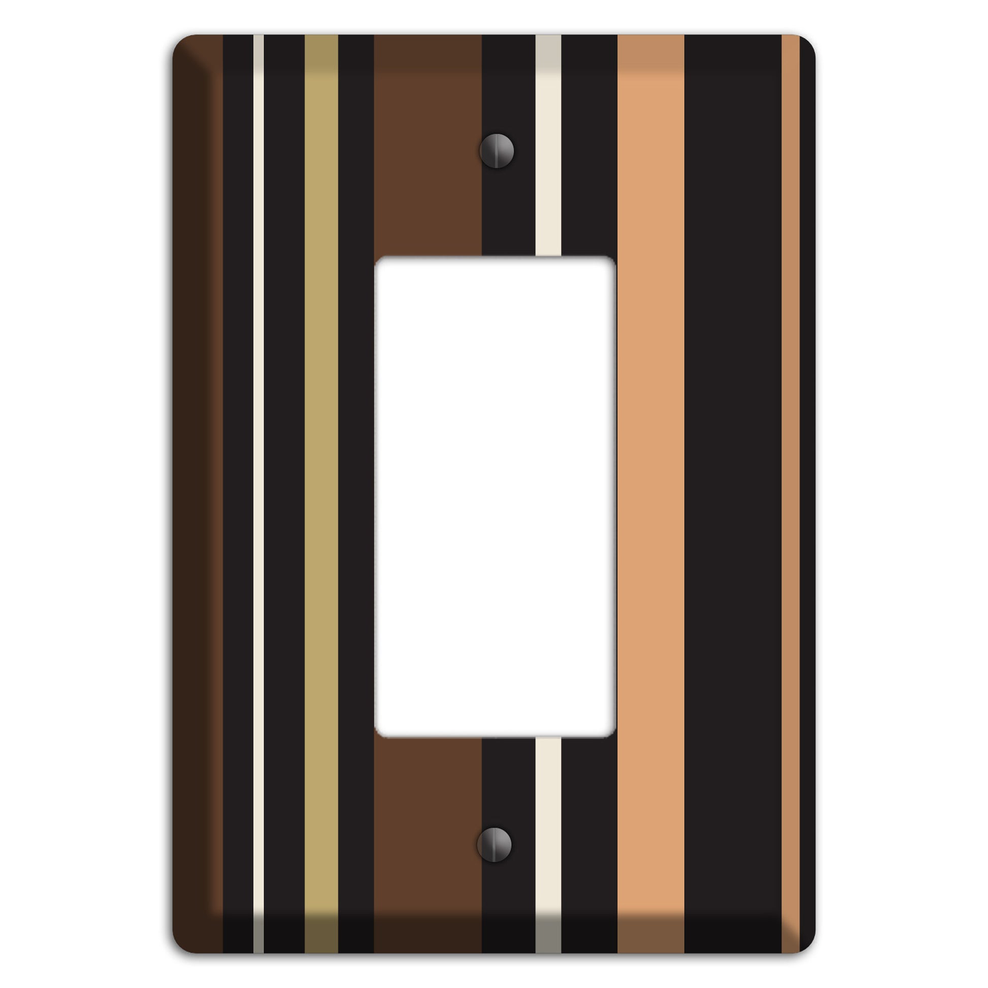 Multi Brown and Coral Vertical Stripe Rocker Wallplate