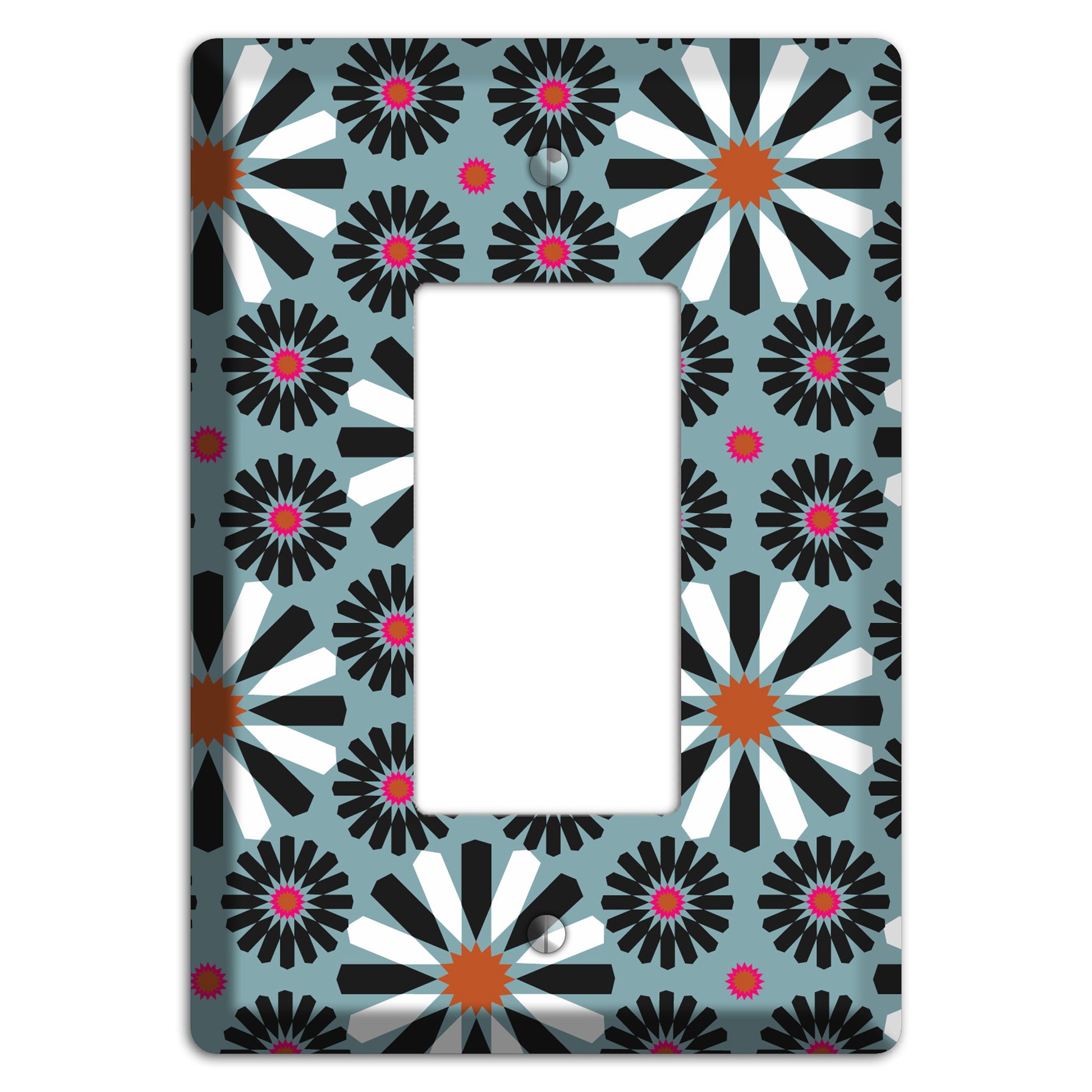 Dusty Blue with Scandinavian Floral Rocker Wallplate