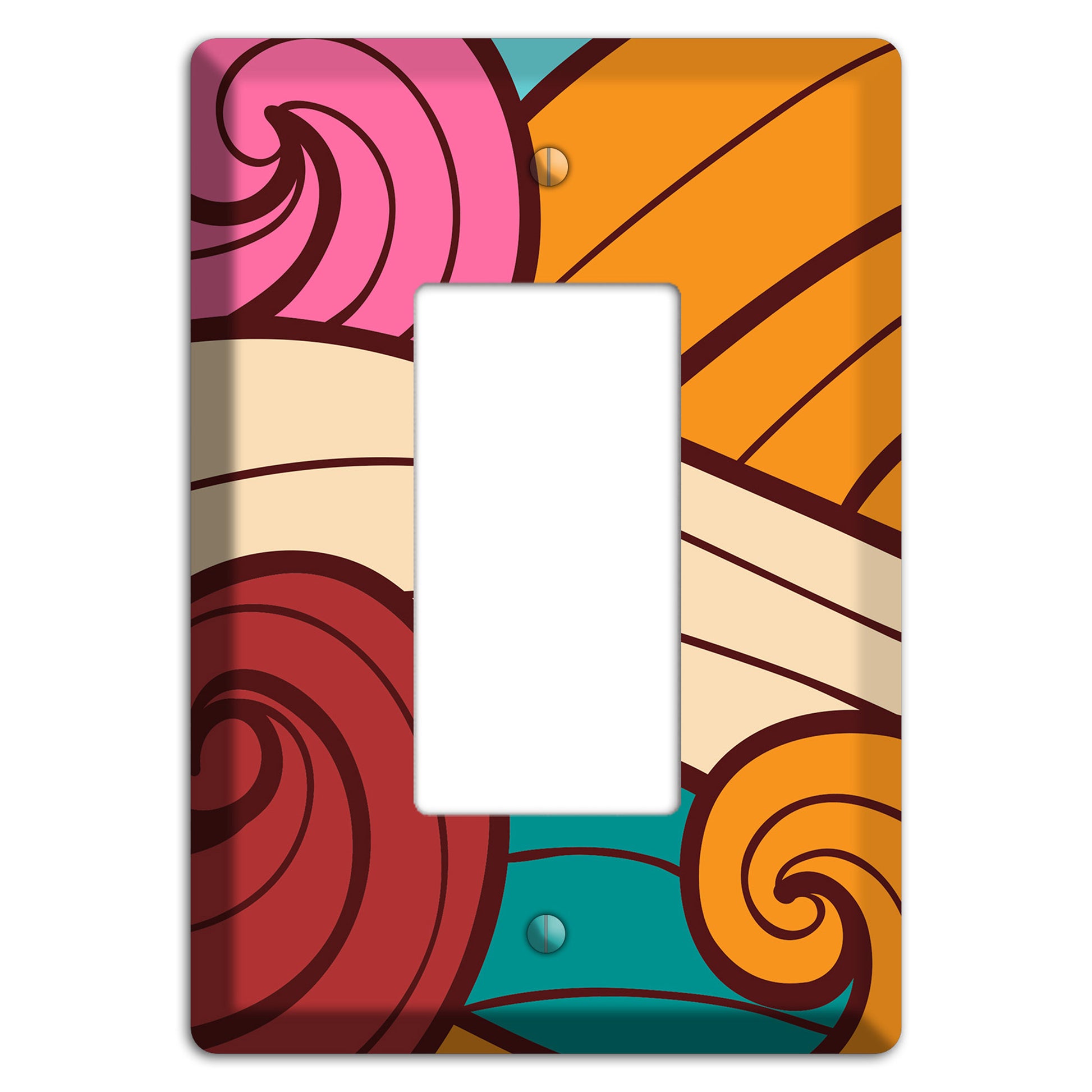 Abstract Curl Red & Cream Rocker Wallplate