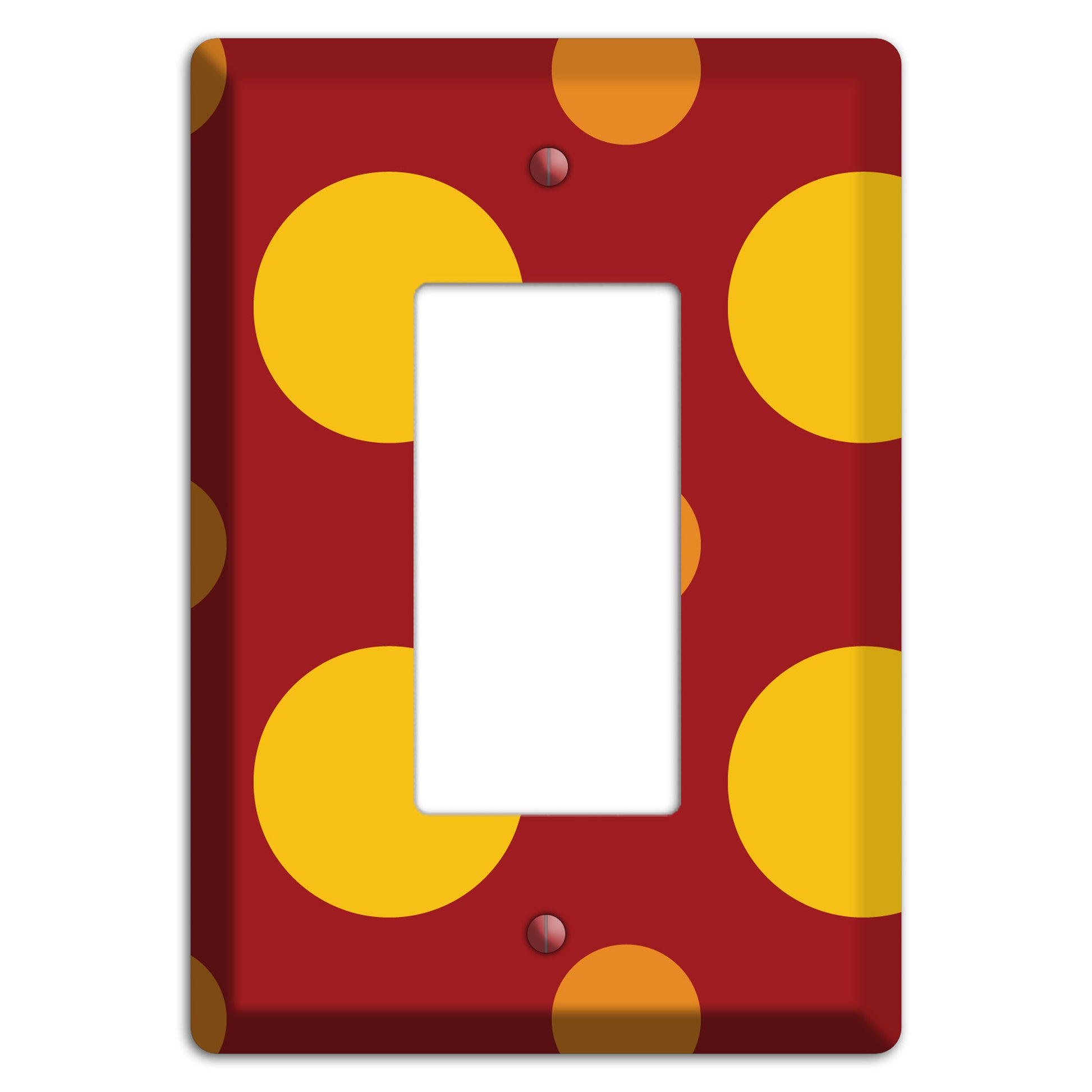 Red with Multi Orange Multi Medium Polka Dots Rocker Wallplate