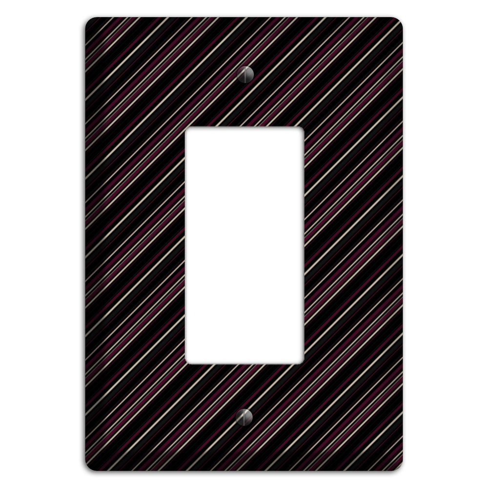 Black with White and Burgundy Angled Pinstripe Rocker Wallplate