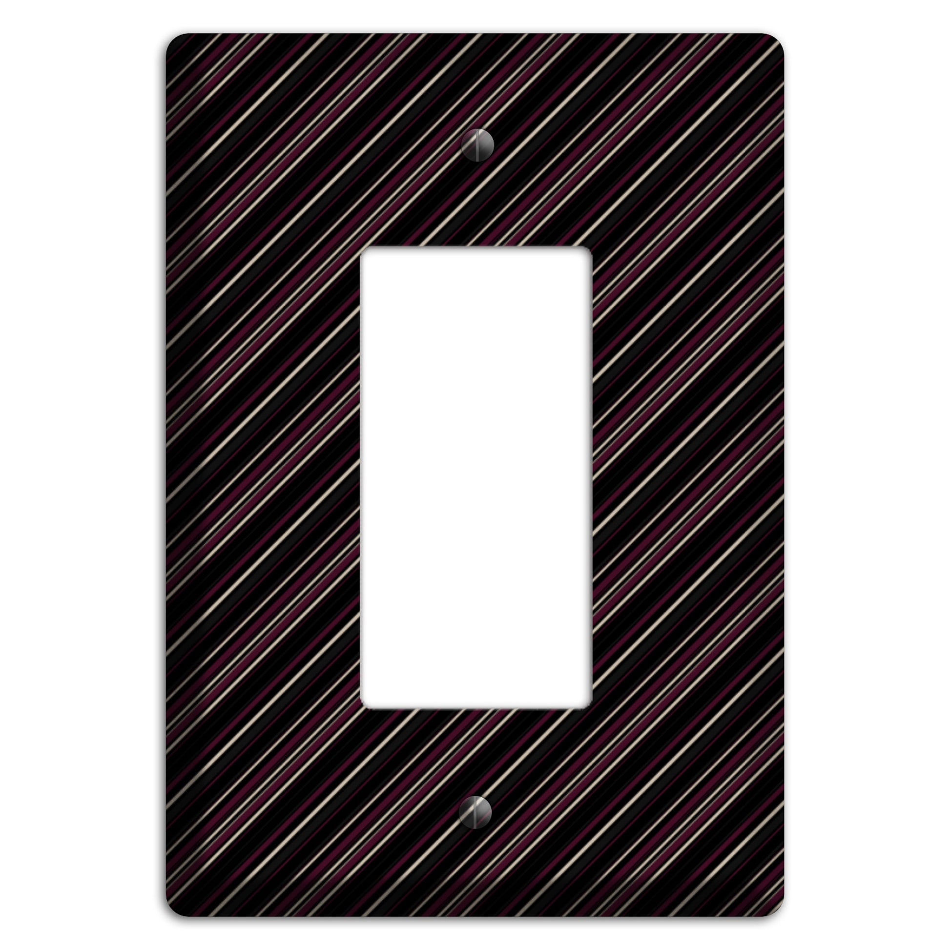 Black with White and Burgundy Angled Pinstripe Rocker Wallplate