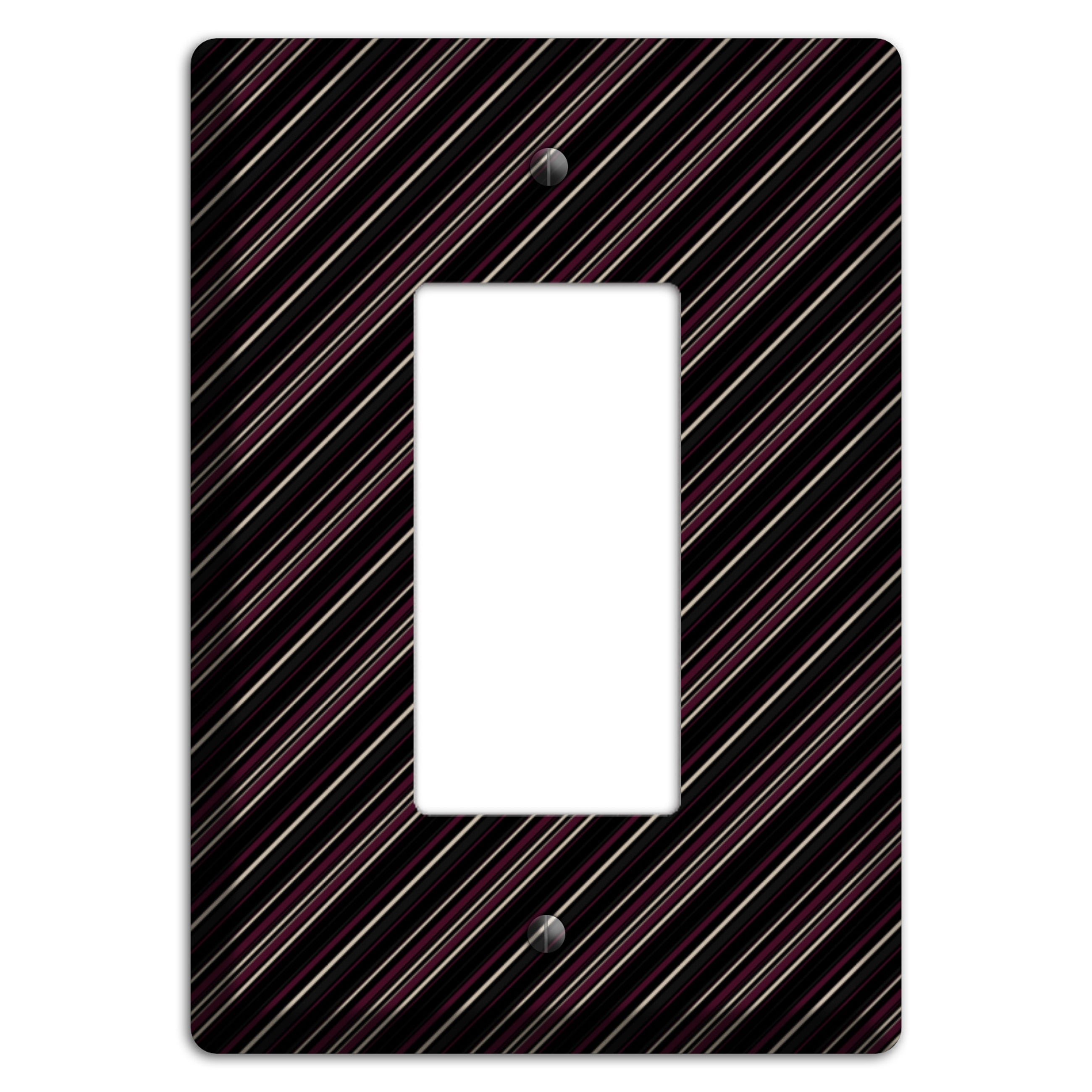Black with White and Burgundy Angled Pinstripe Rocker Wallplate