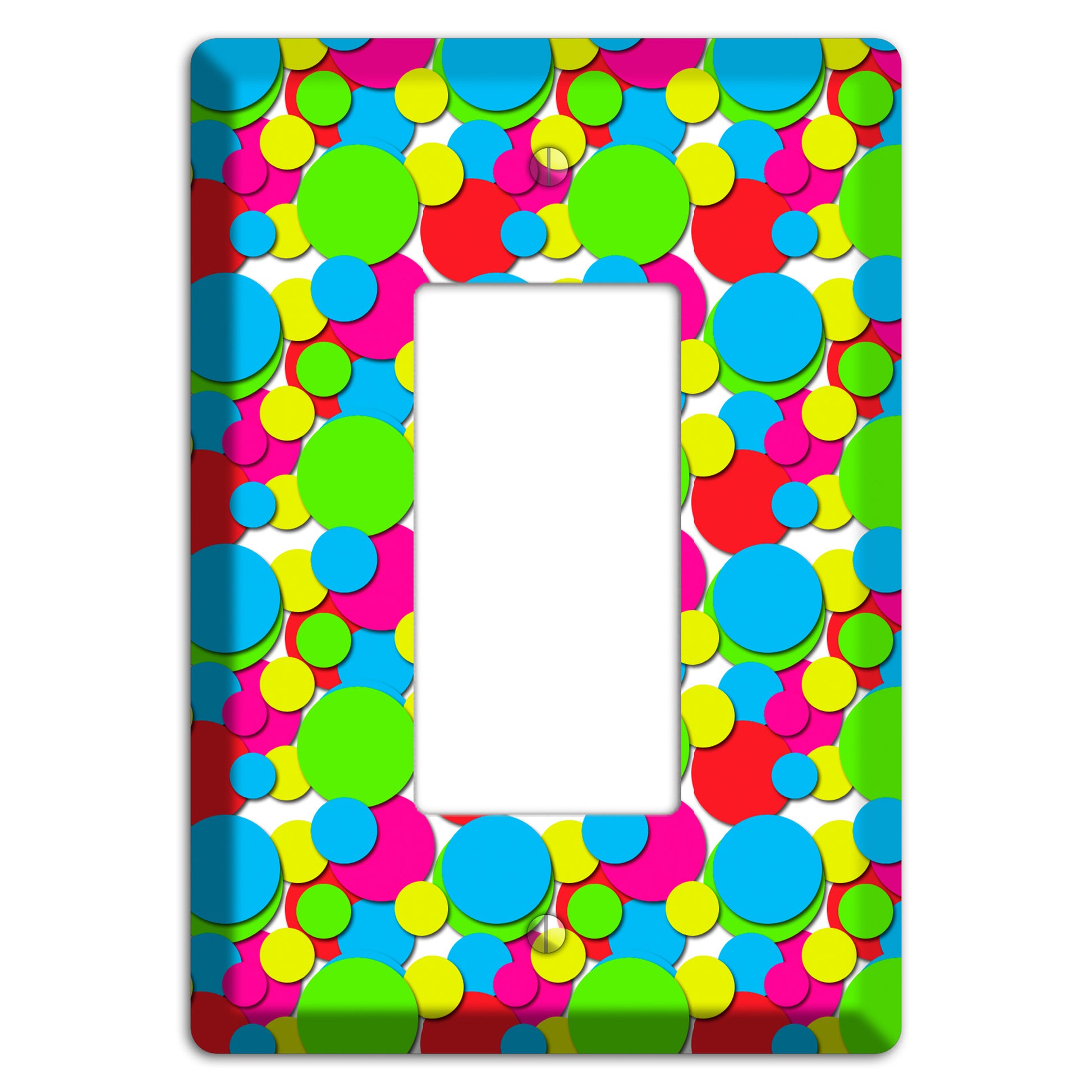 Turquoise Fuschia Lime Red Yellow Bubble Dots Rocker Wallplate