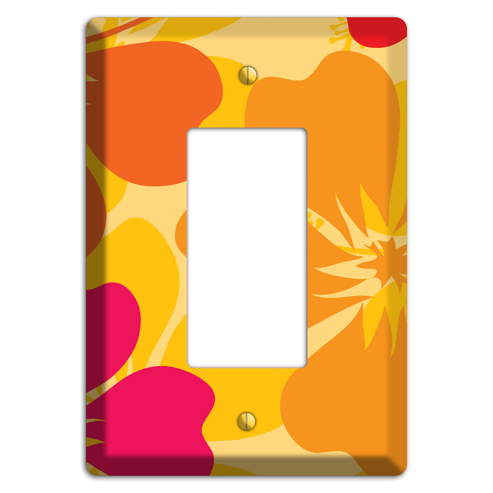 Orange Retro Flowers 2 Rocker Wallplate