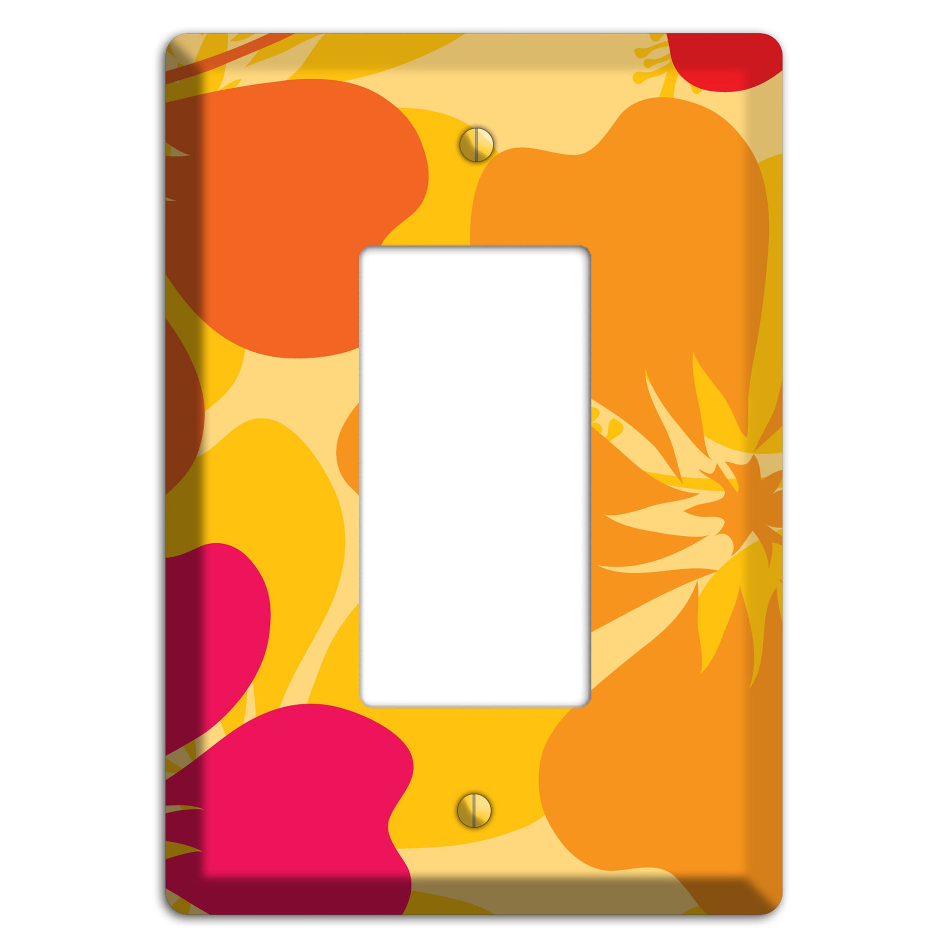 Orange Retro Flowers 2 Rocker Wallplate