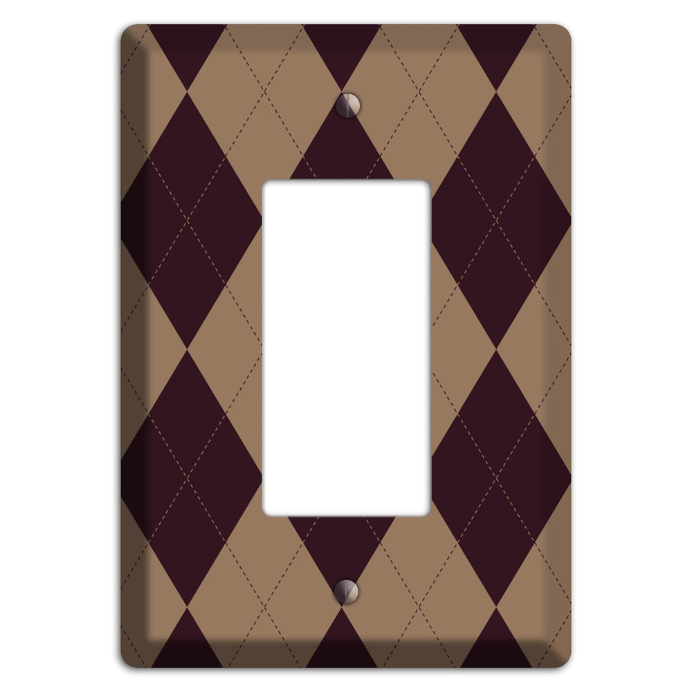 Burguny and Beige Argyle Rocker Wallplate