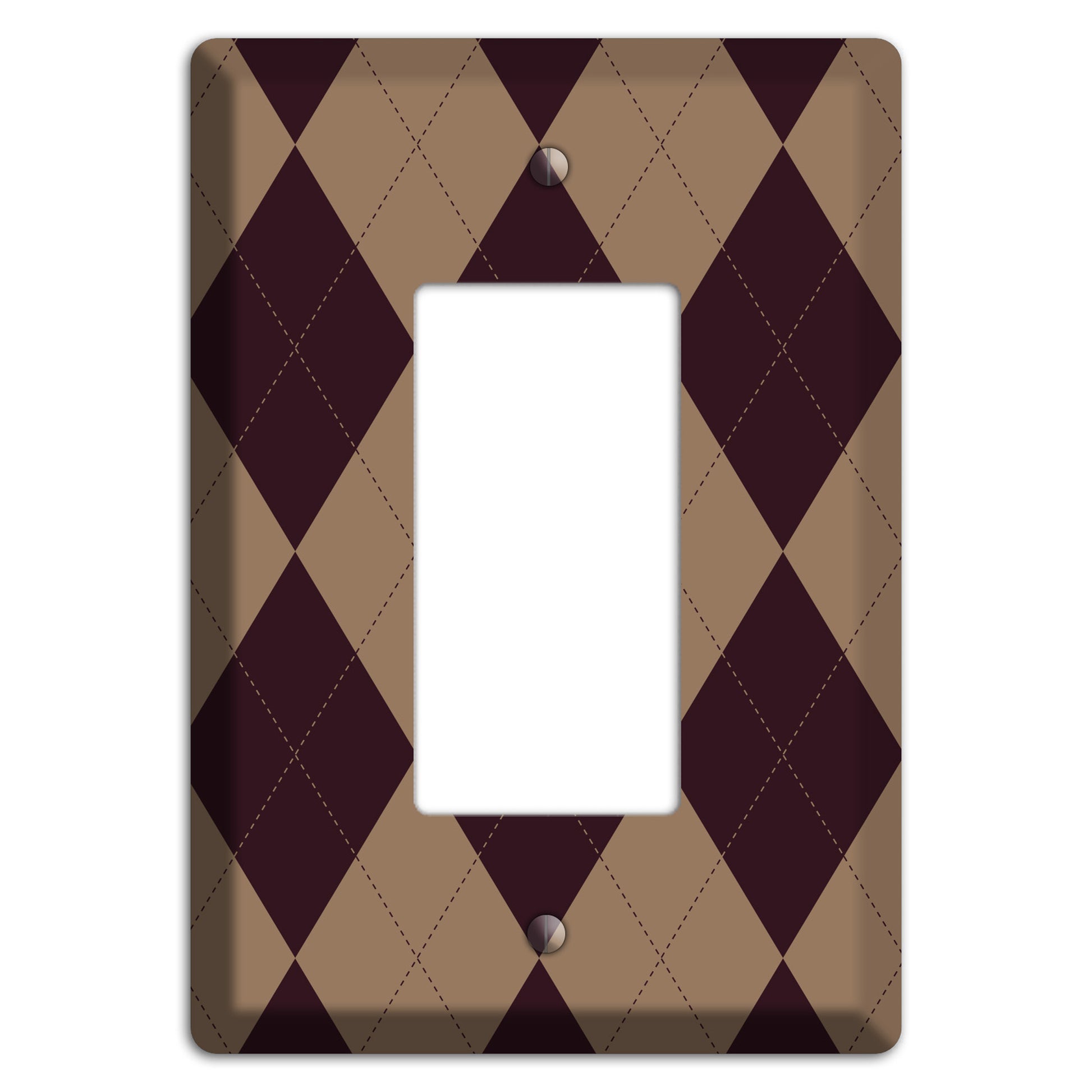 Burguny and Beige Argyle Rocker Wallplate