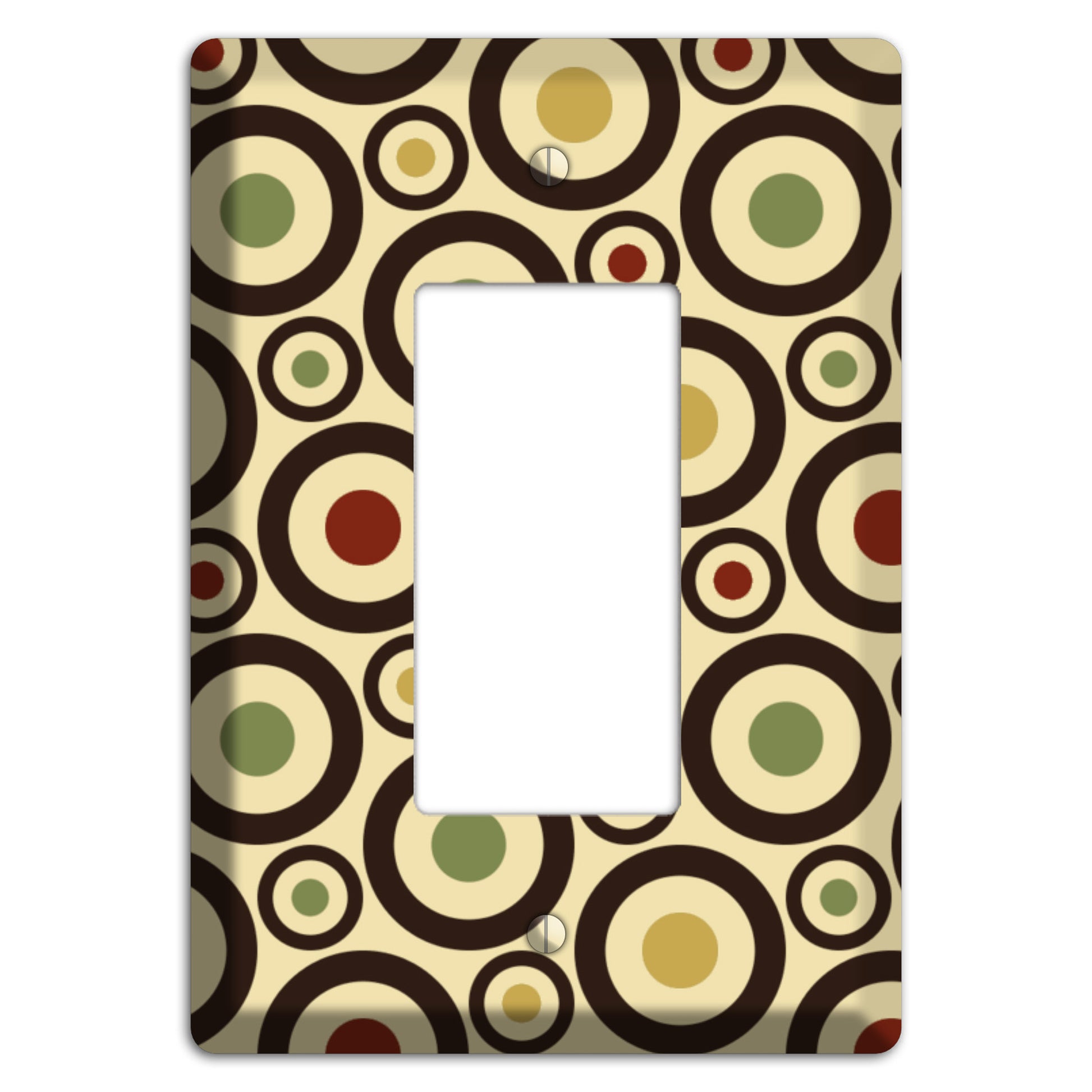 Beige with Olive Mustard Maroon Retro Bullseye Rocker Wallplate