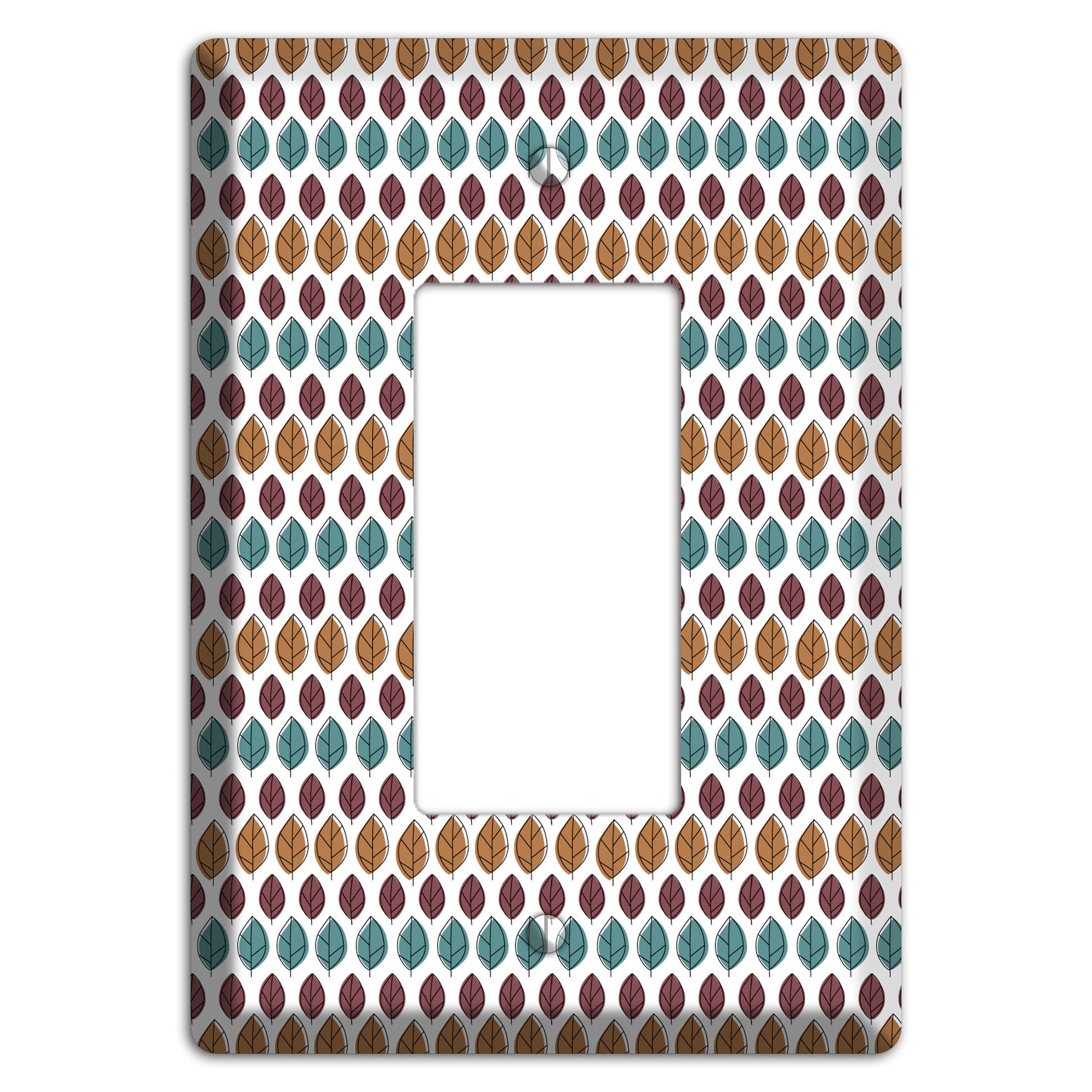 Multi Brown Dusty Blue Leaf Contour Rocker Wallplate