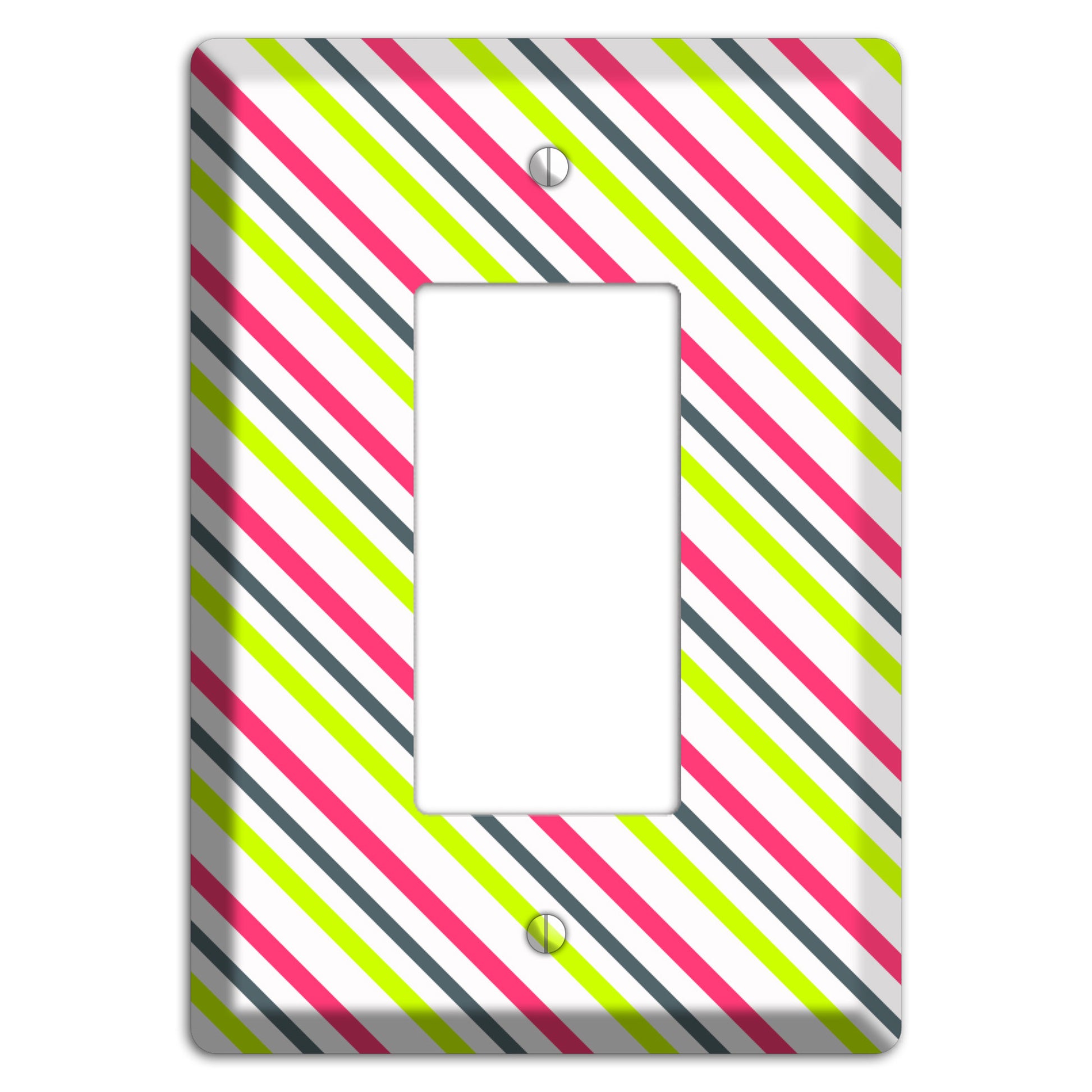 Fuschia and Lime Angled Stripe Rocker Wallplate