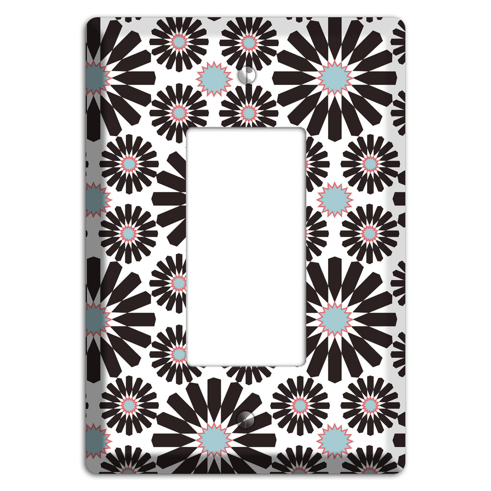 Dusty Blue Maroon Scandinavian Floral 2 Rocker Wallplate