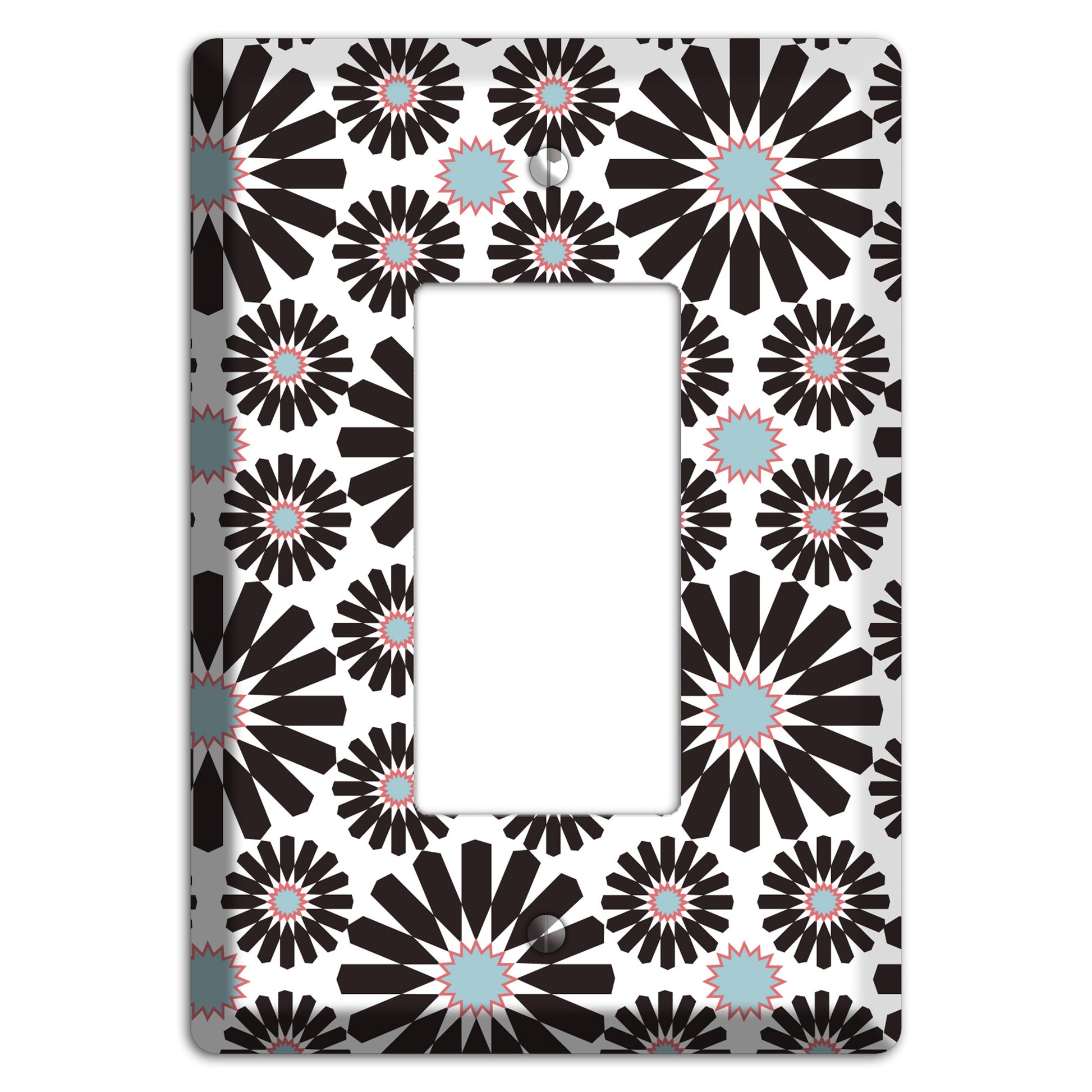 Dusty Blue Maroon Scandinavian Floral 2 Rocker Wallplate