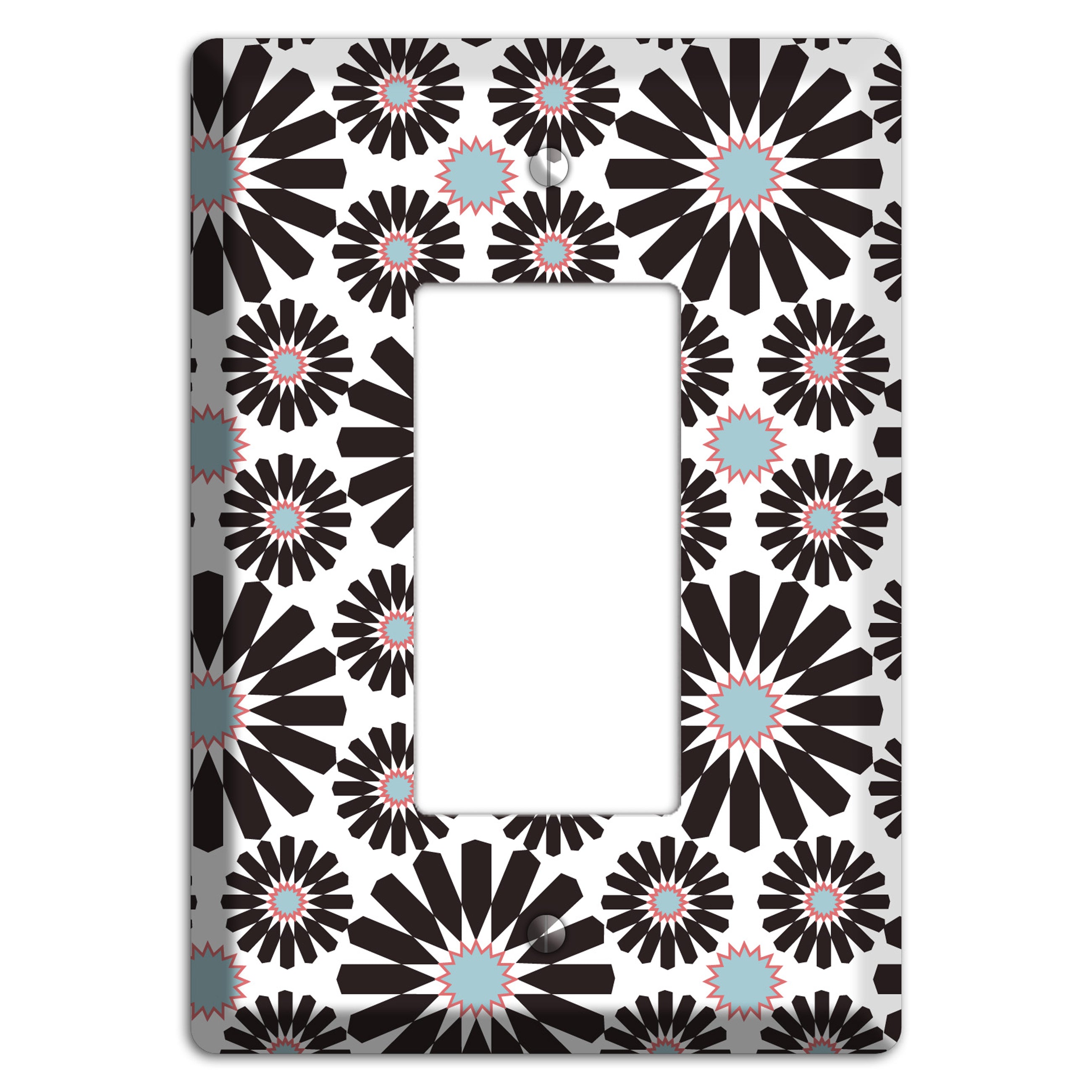 Dusty Blue Maroon Scandinavian Floral 2 Rocker Wallplate