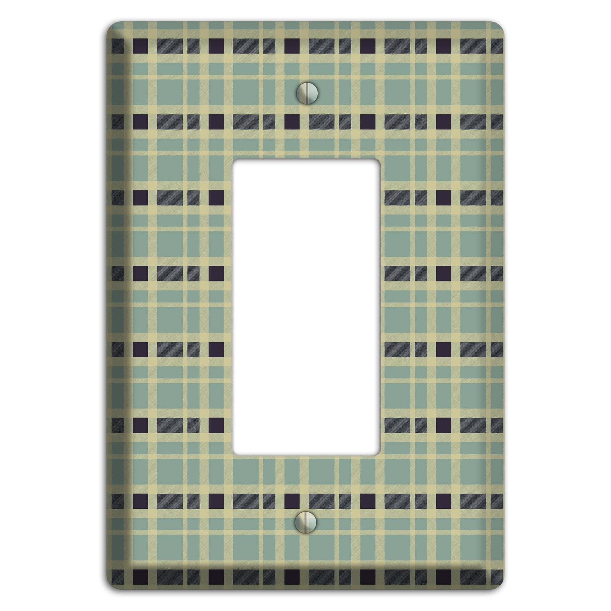 Sage and Black Plaid Rocker Wallplate