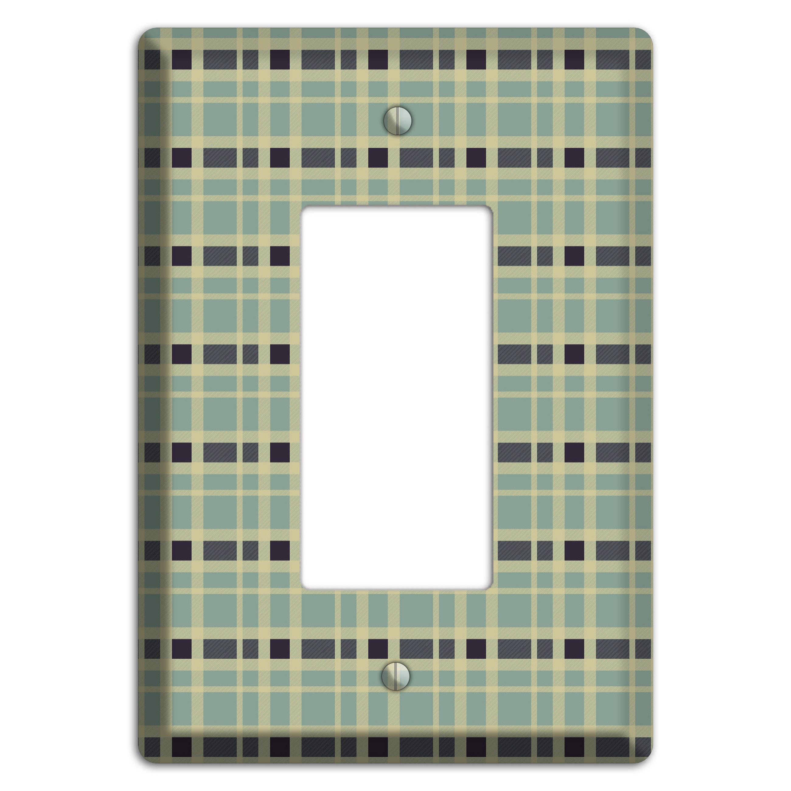 Sage and Black Plaid Rocker Wallplate