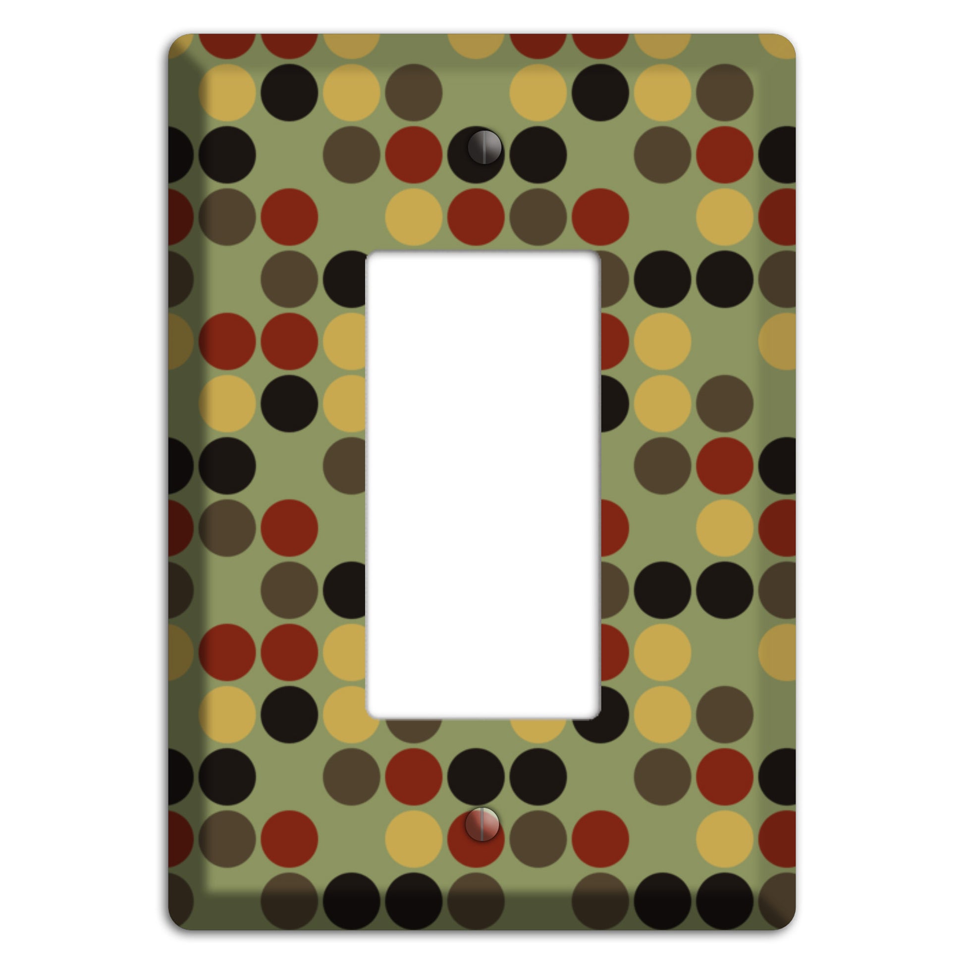 Olive with Red Brown Black Offset Dots Rocker Wallplate
