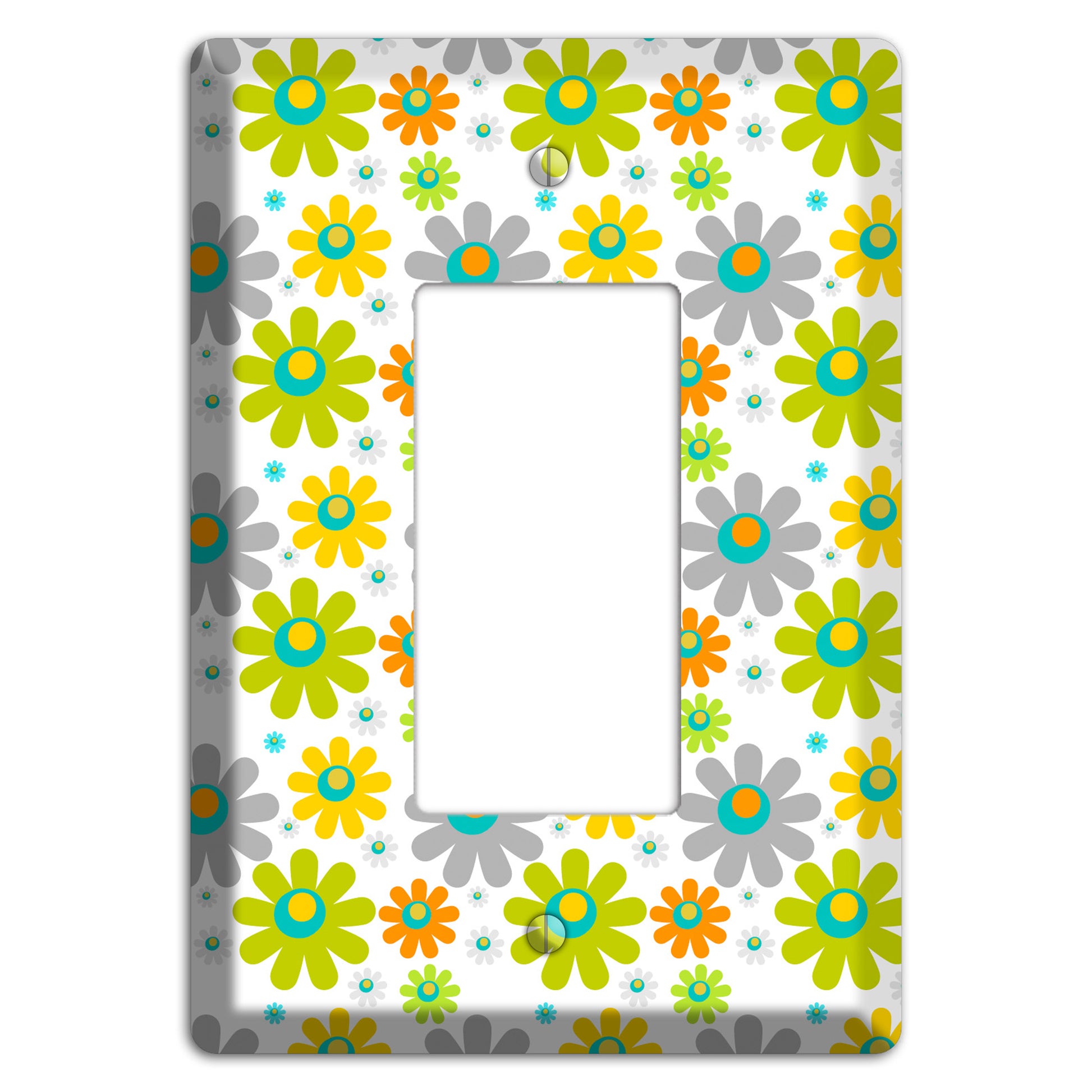 White and Yellow Flower Power Rocker Wallplate