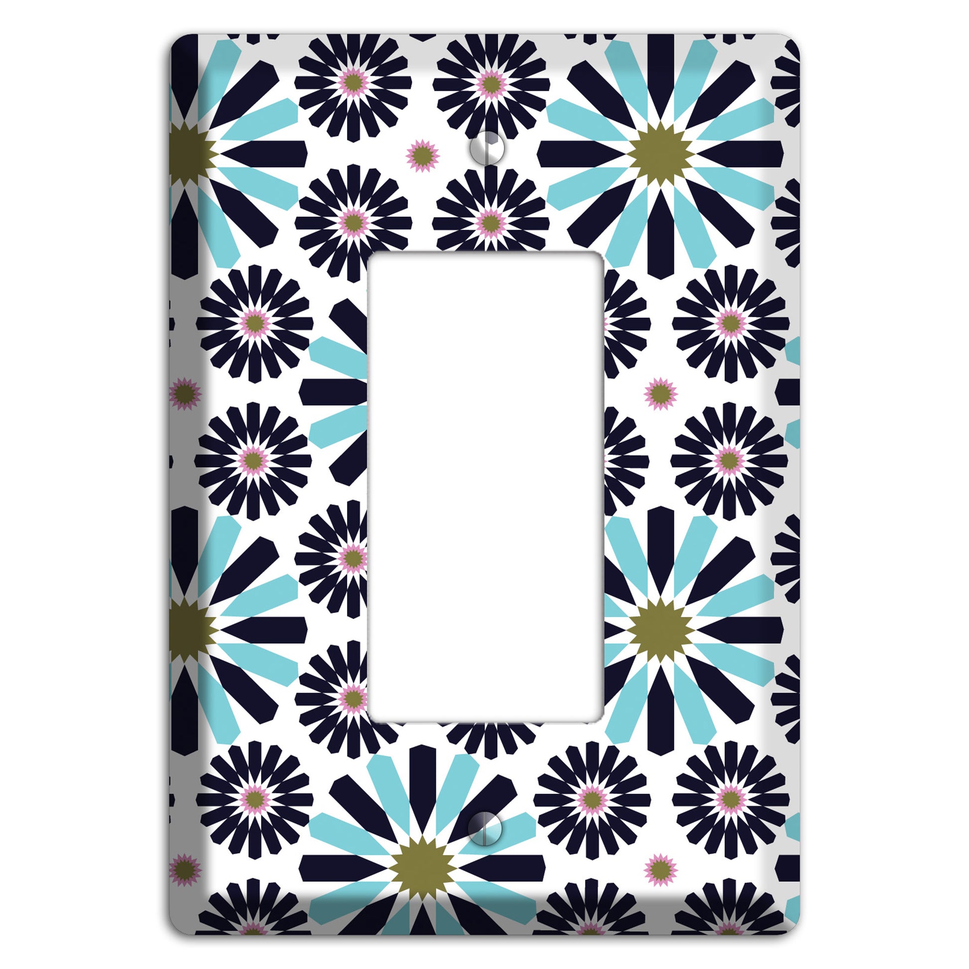 Dusty Blue and Olive Scandinavian Floral Rocker Wallplate