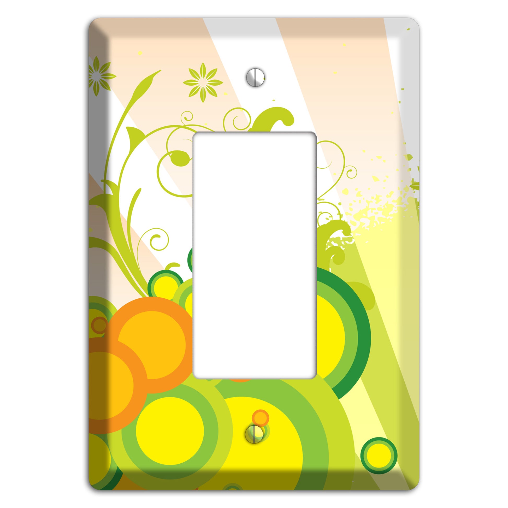 Green Yellow Orange Retro Sprig Rocker Wallplate