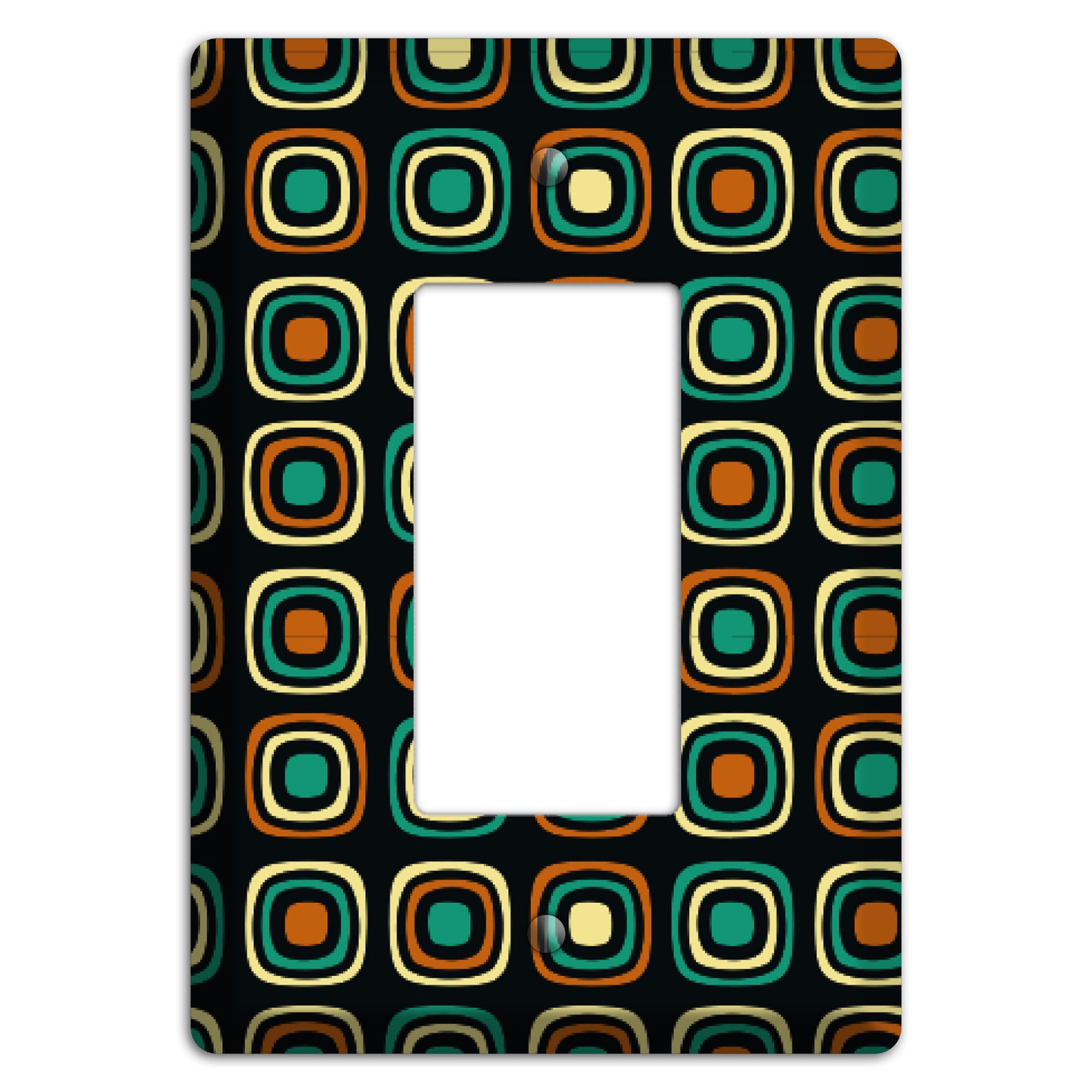 Multi Brown Umber Teal Retro Squares Rocker Wallplate