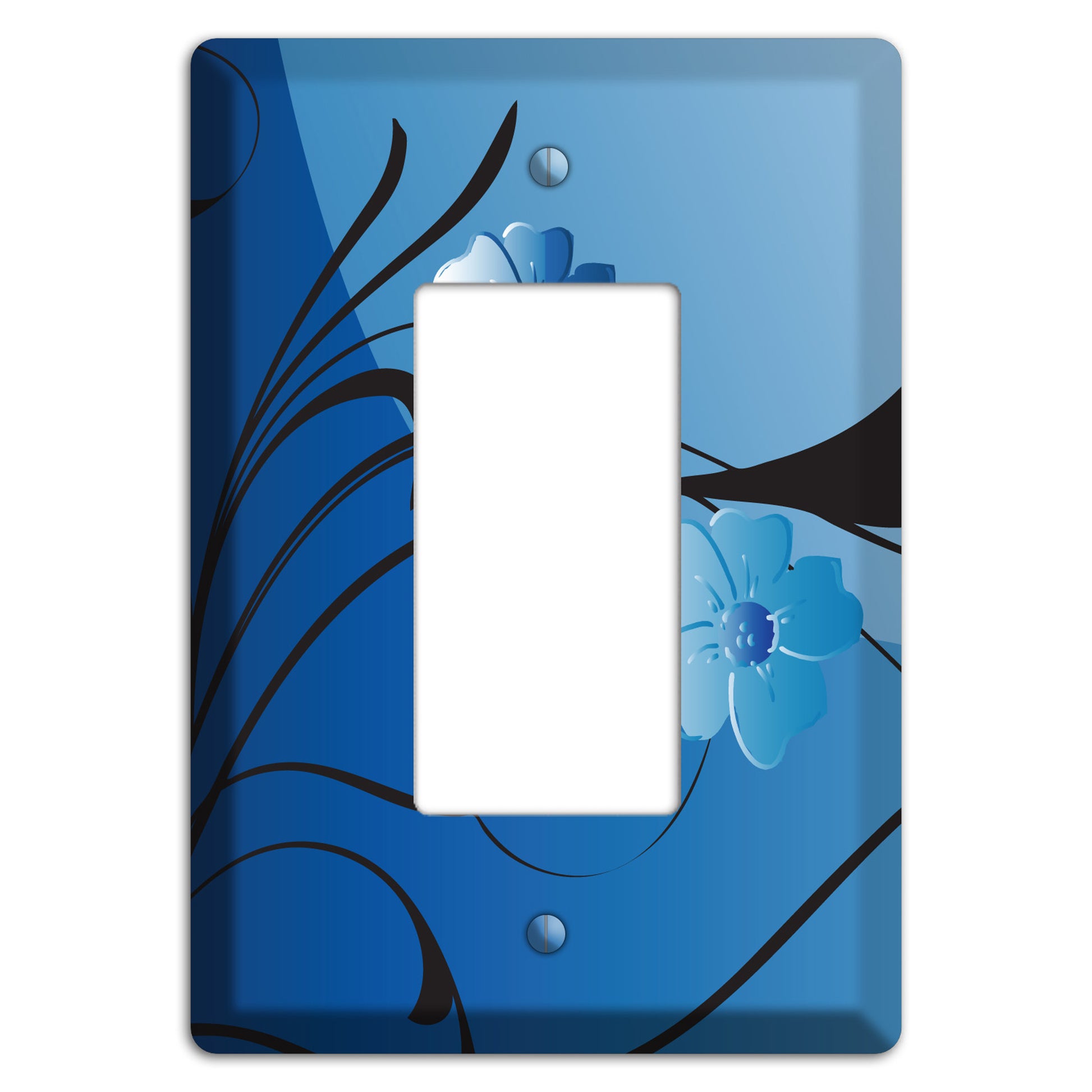 Blue Floral Sprig Rocker Wallplate