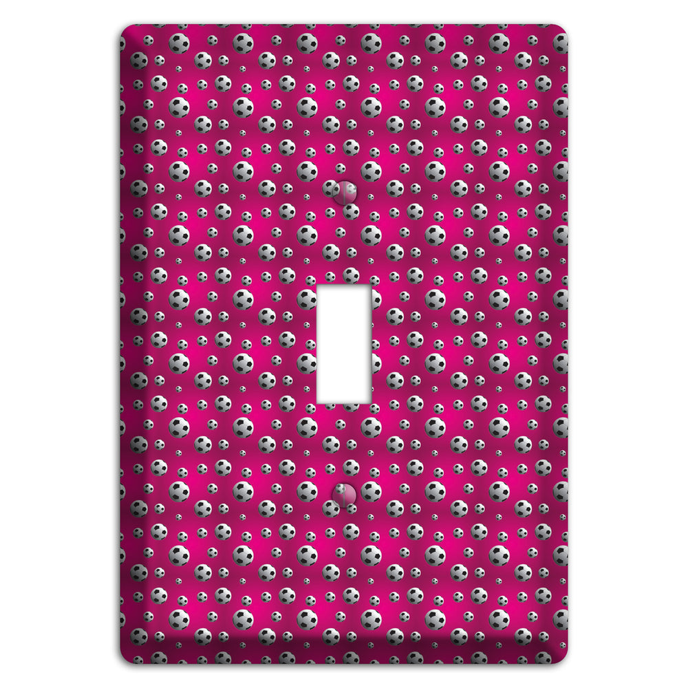Fuschia with Soccer Balls Cover Plates