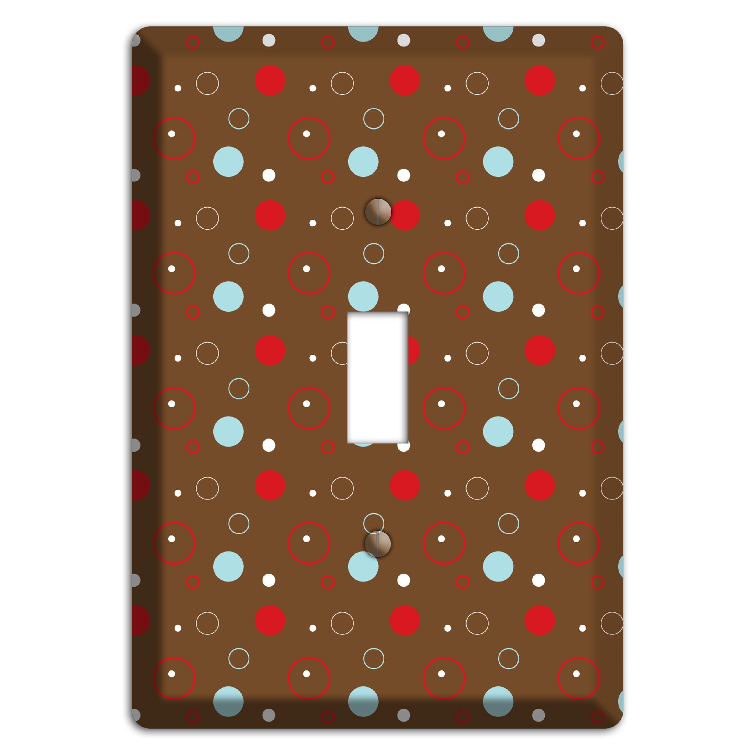 Brown with Red and Dusty Blue Dots and Circles Cover Plates