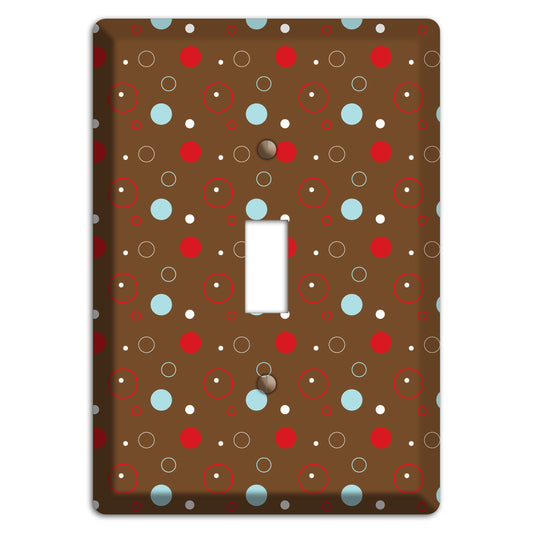 Brown with Red and Dusty Blue Dots and Circles Cover Plates