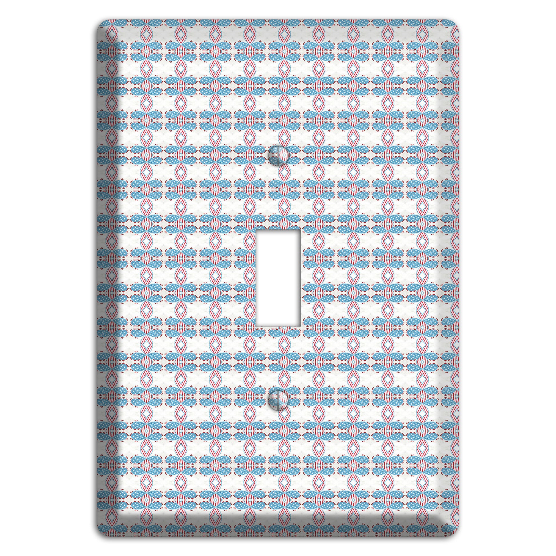 White with Faded Blue and Red Tapestry Cover Plates