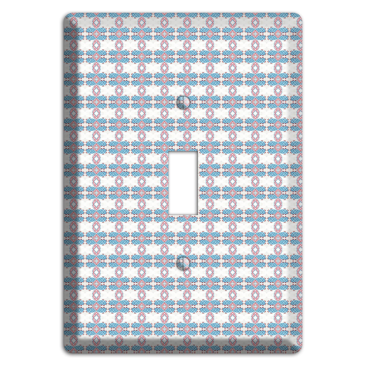 White with Faded Blue and Red Tapestry Cover Plates
