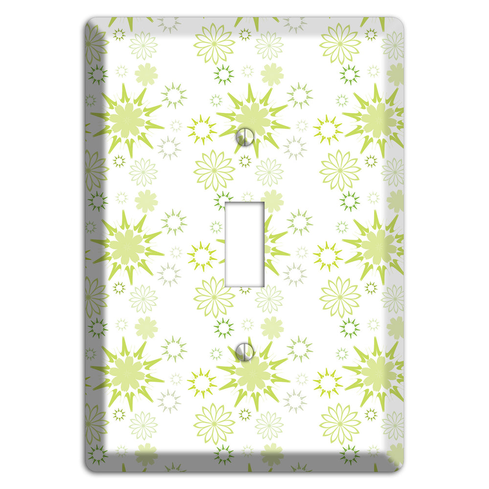White with Multi Lime Floral Contour Retro Burst Cover Plates