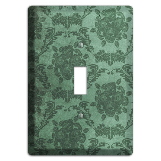 Viridian Green Vintage Rose Damask Cover Plates