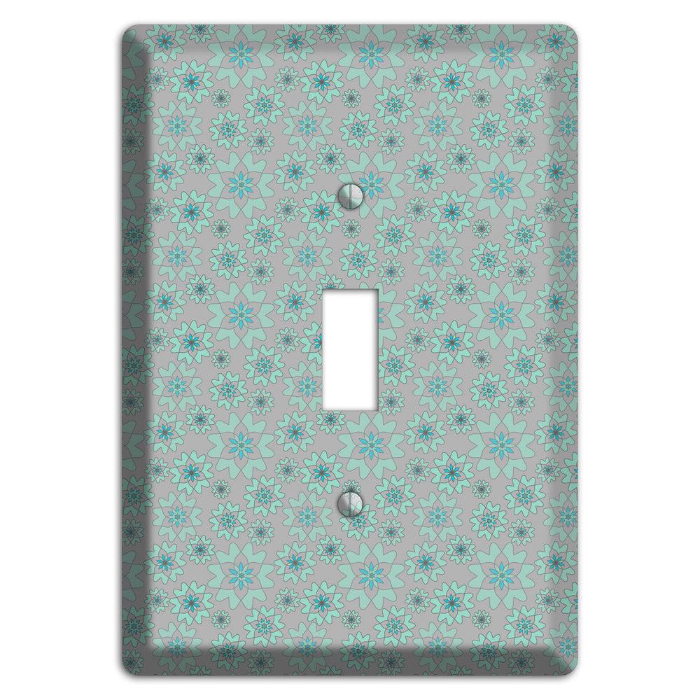 Grey with Tiny Aqua Retro Suzani 2 Cover Plates