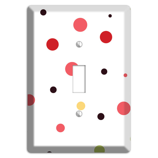 White with Multi Pink Small Dots Cover Plates