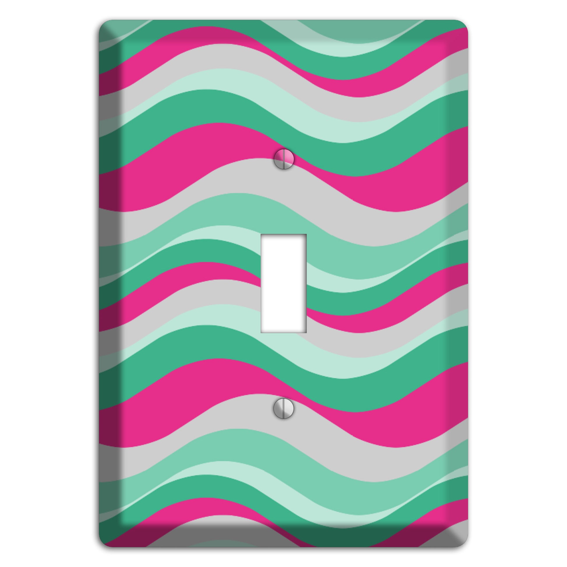 Grey Fuschia and Multi Aqua Retro Waves Cover Plates