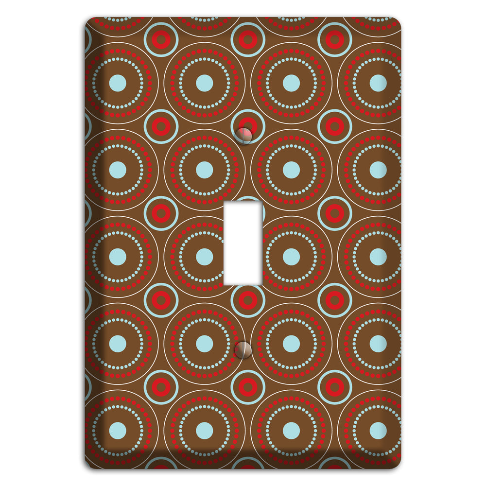 Brown with Red and Dusty Blue Retro Suzani Cover Plates