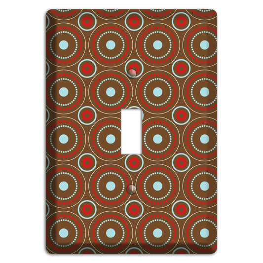 Brown with Red and Dusty Blue Retro Suzani Cover Plates
