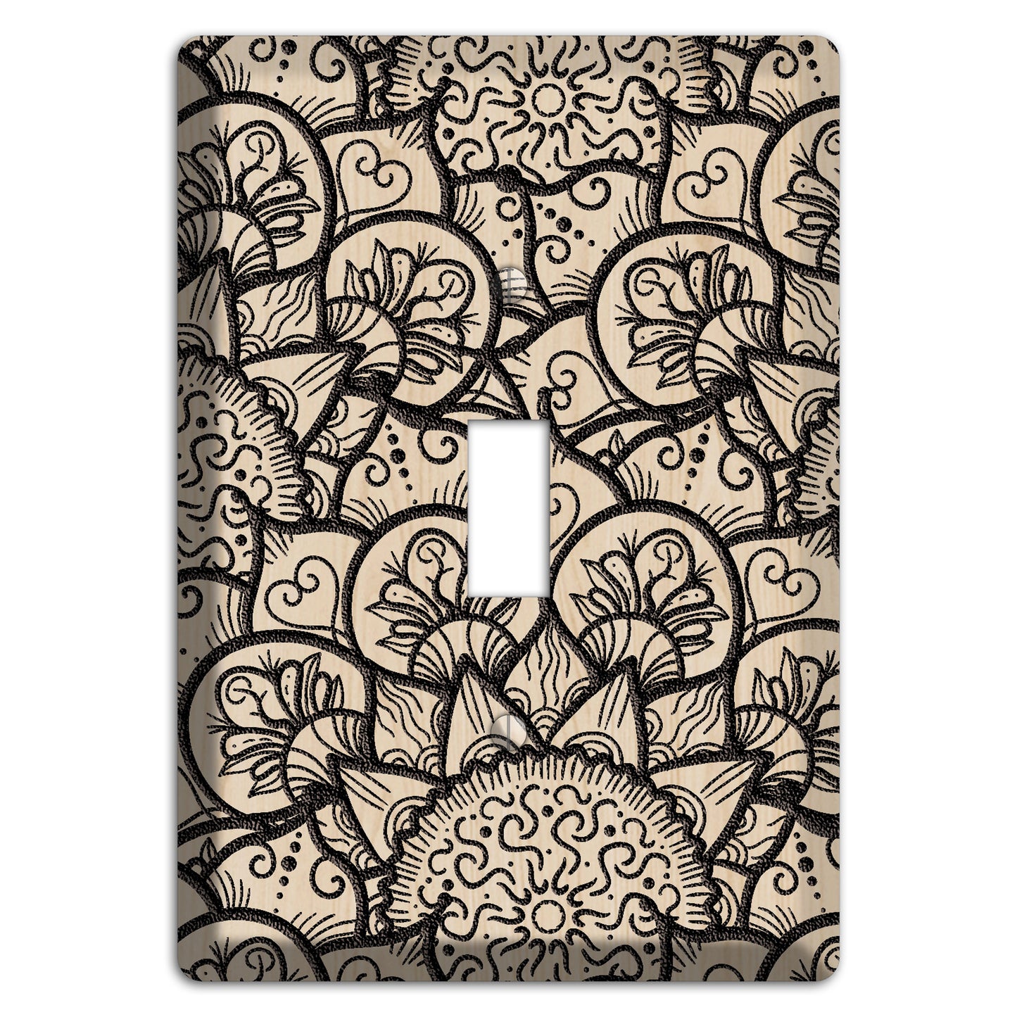 Mandala Black and White Style N Wood Lasered Cover Plates