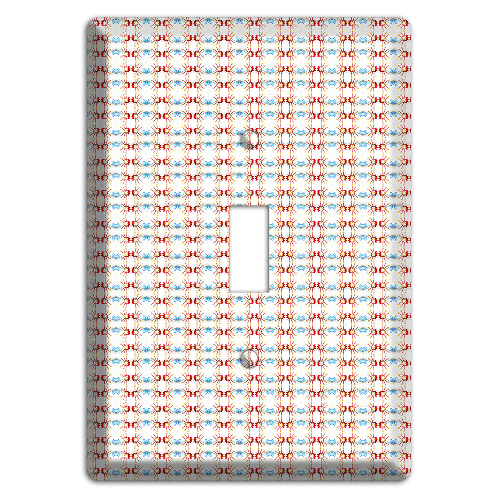 Off White with Red Blue Retro Tapestry Cover Plates