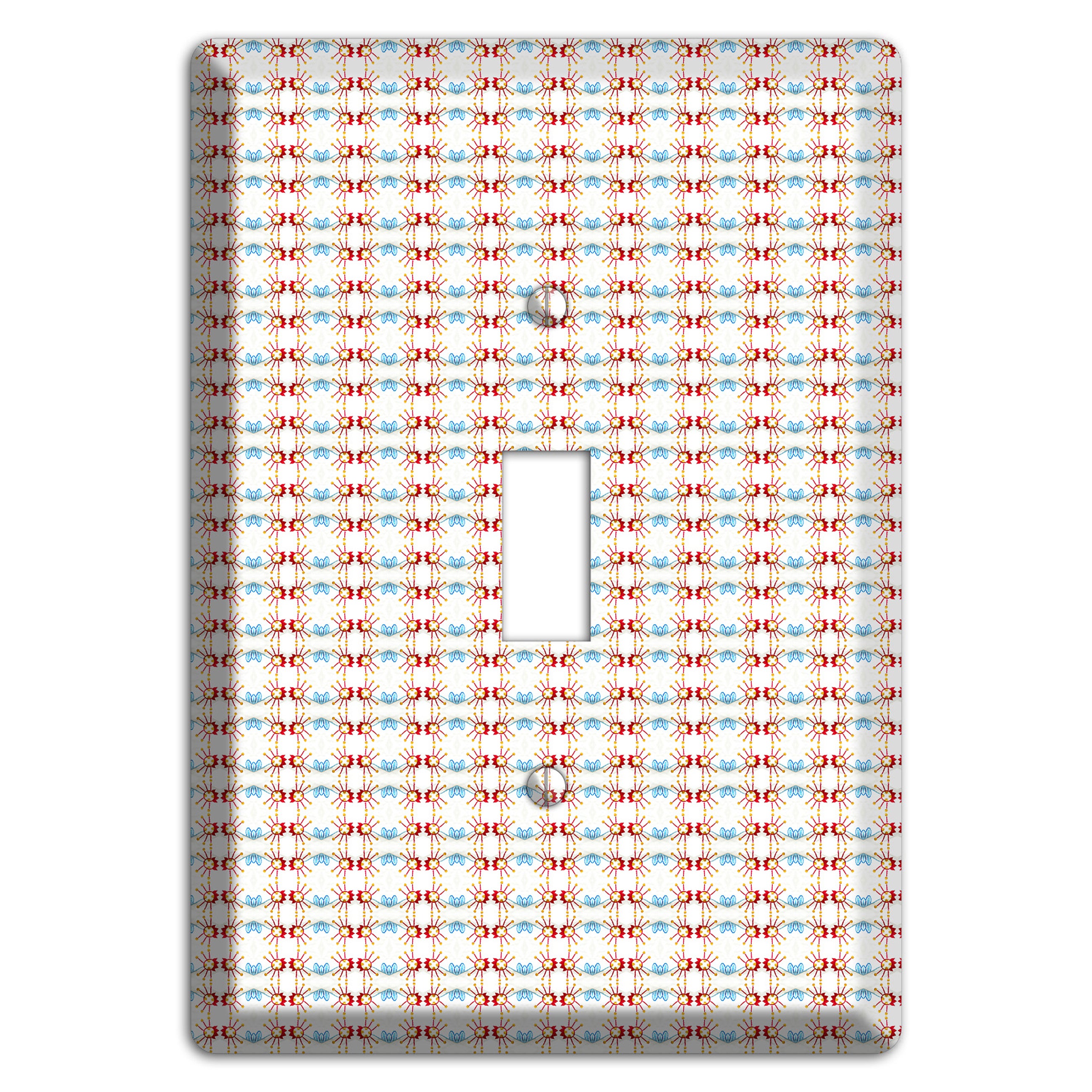 Off White with Red Blue Retro Tapestry Cover Plates