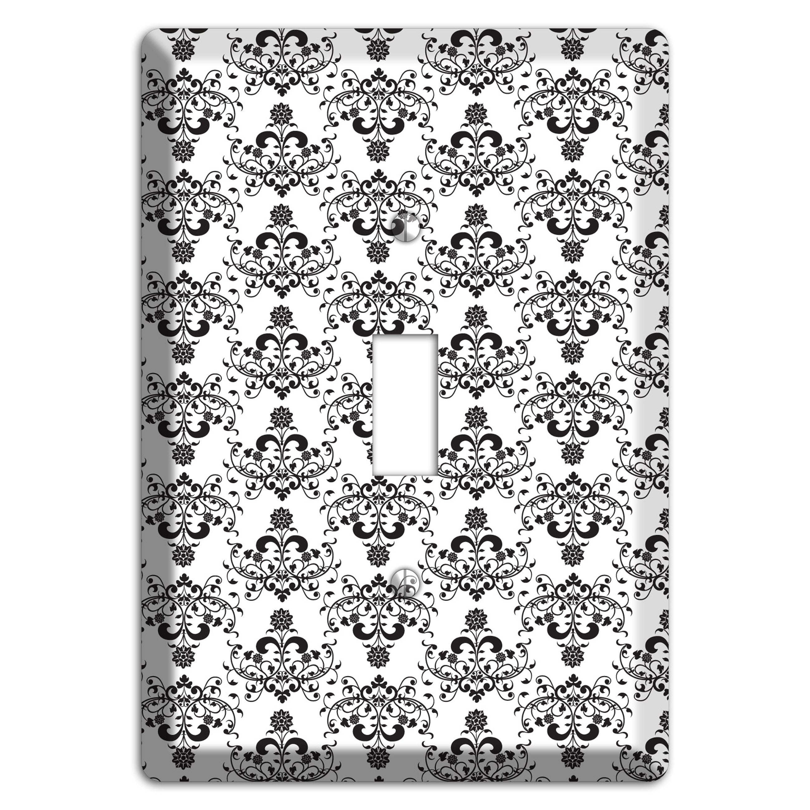White with Black Cartouche Half Drop Cover Plates