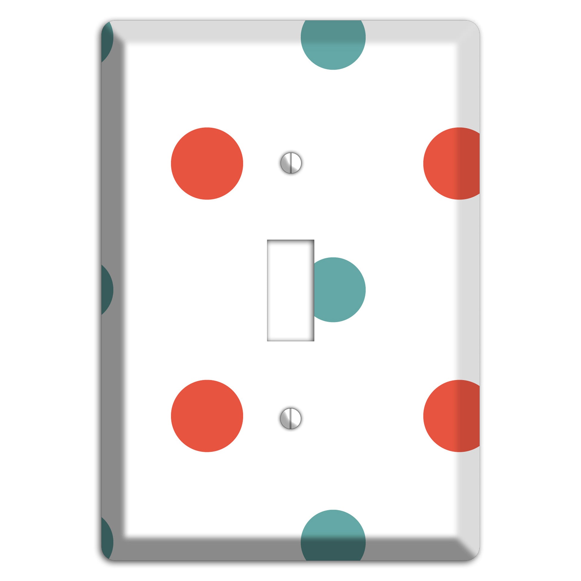 Aqua and Coral Medium Polka Dots Cover Plates
