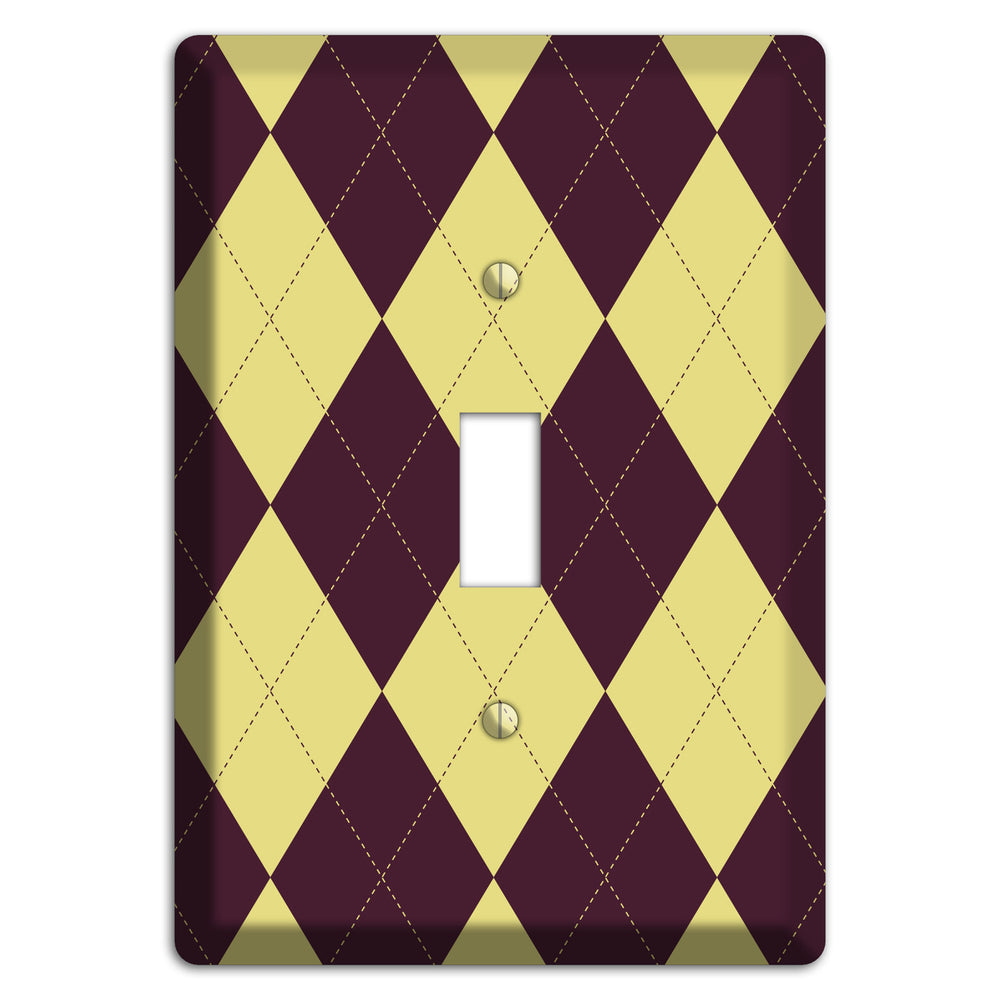 Yellow and Dark Maroon Argyle Cover Plates
