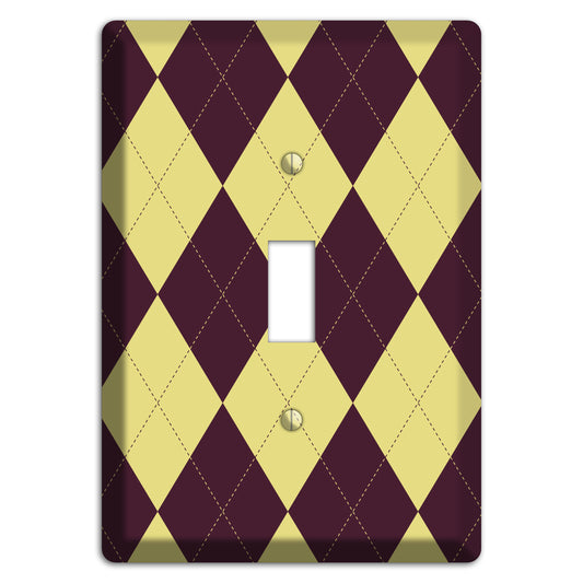 Yellow and Dark Maroon Argyle Cover Plates