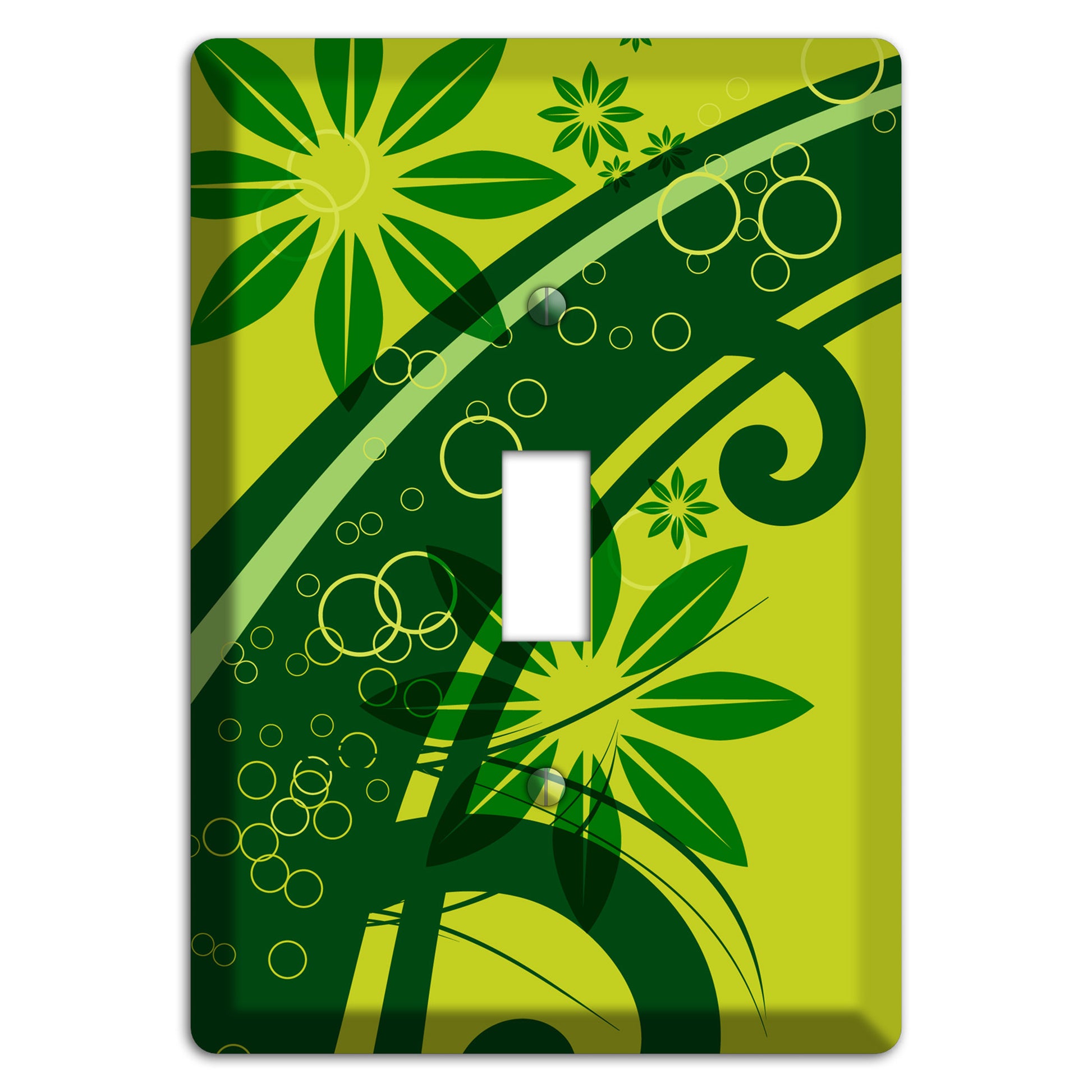 Green Retro Floral Cover Plates